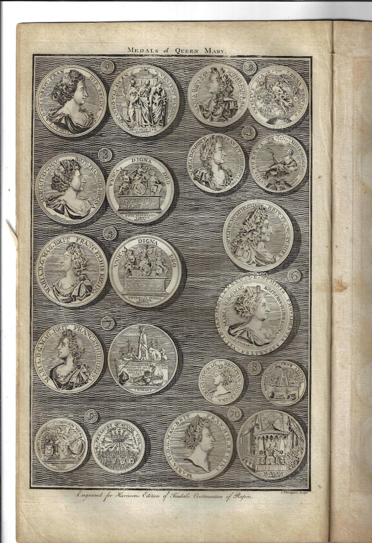 1786 Ten Engravings English Medallions William and Mary - 2