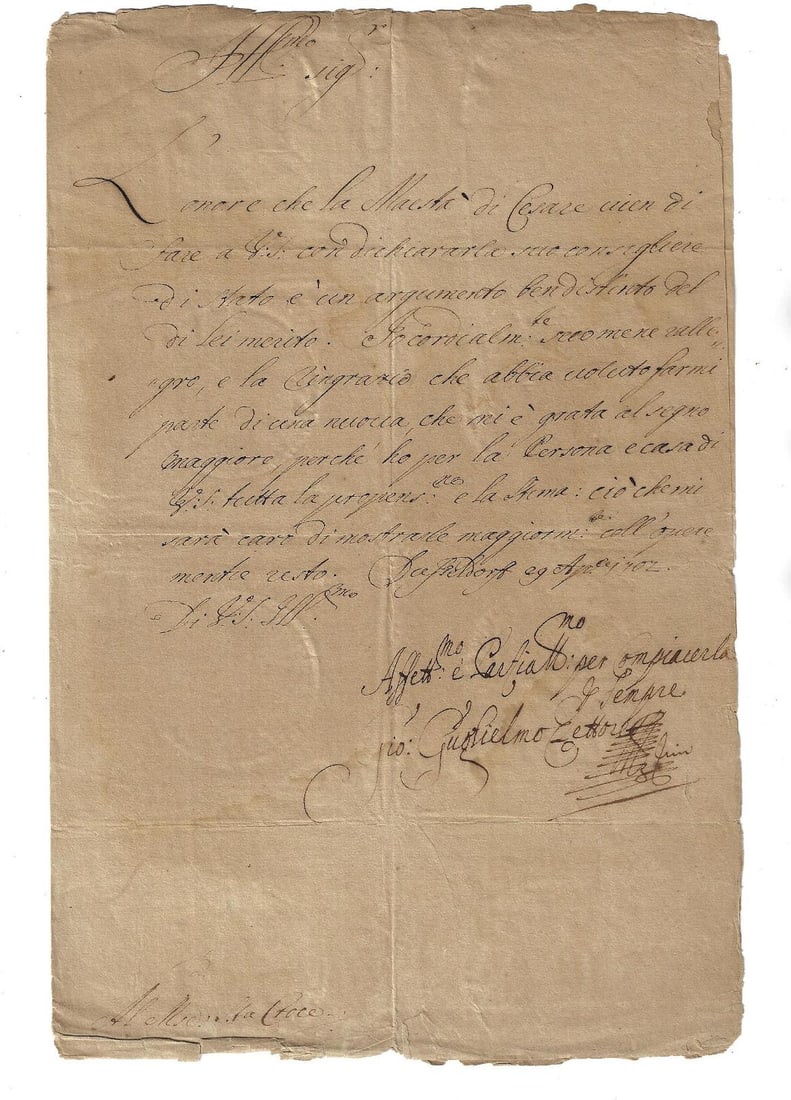 1702 Letter to Rome Elector Johann Wilhelm (1 of 2)