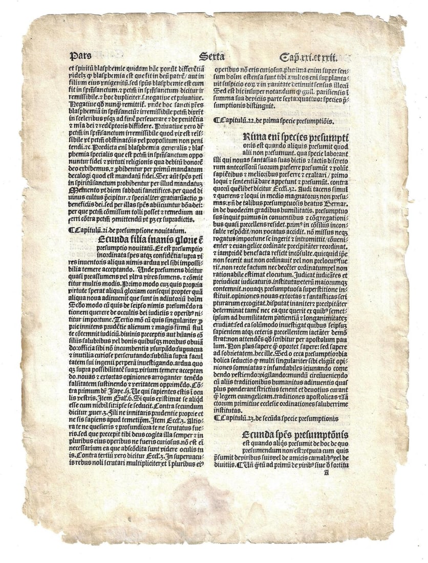 15th C Incunable Leaf in Latin (1 of 2)