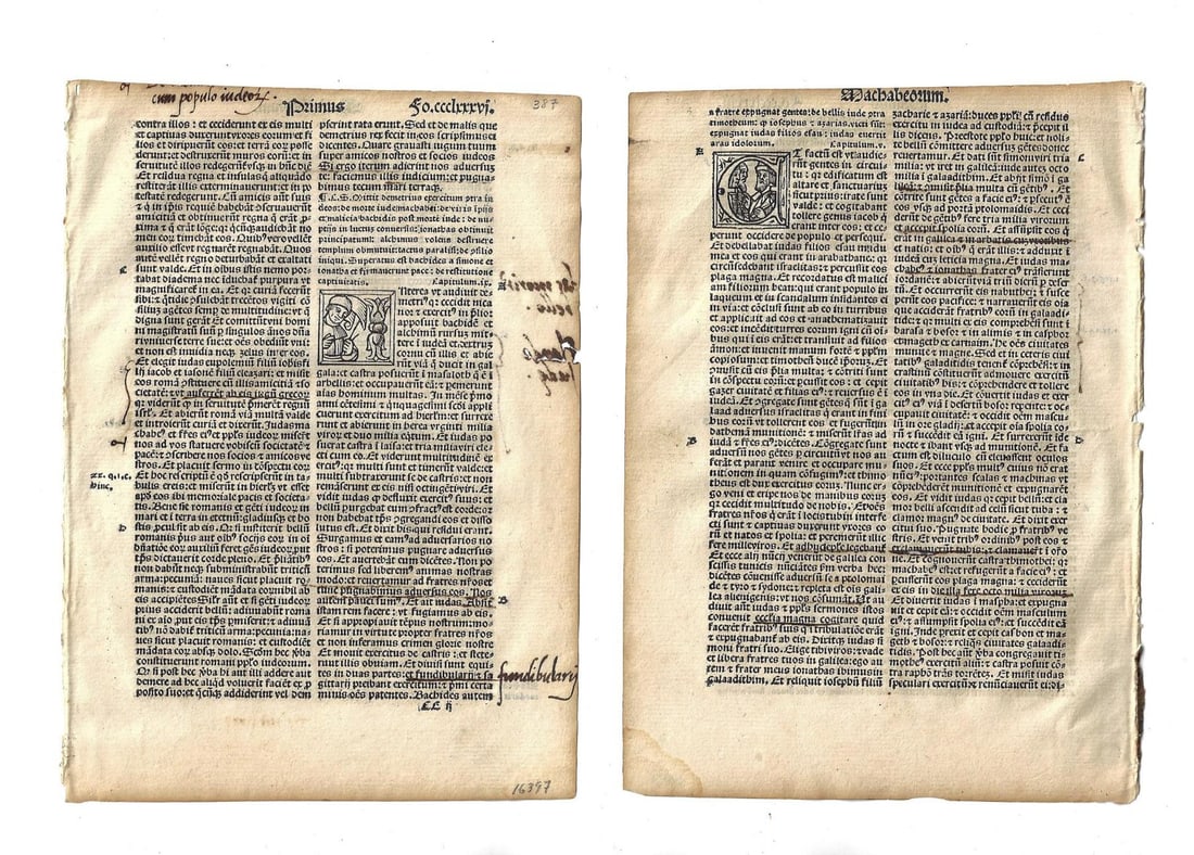 1514 Latin Bible Leaves Machabees (1 of 2)