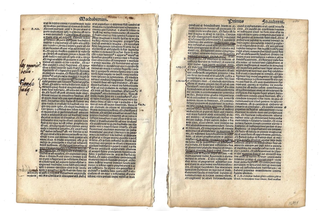 1514 Latin Bible Leaves Machabees - 2