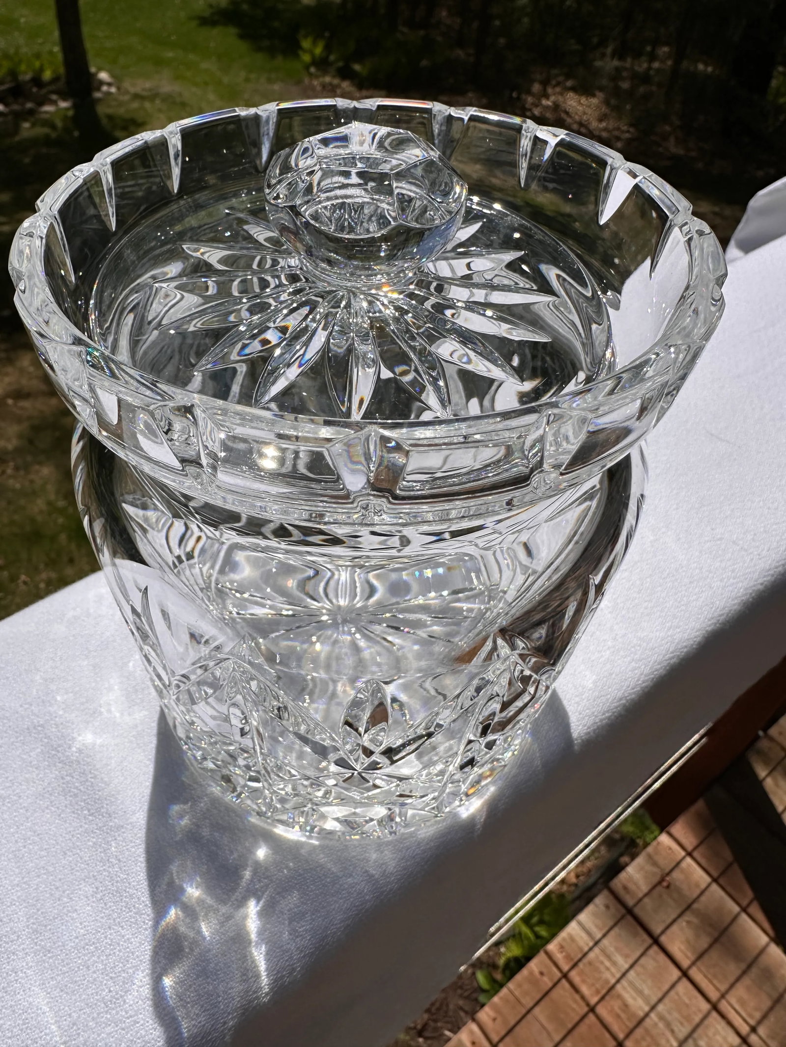 Waterford Crystal Glass Jim O'Leary Biscuit Barrel - 10