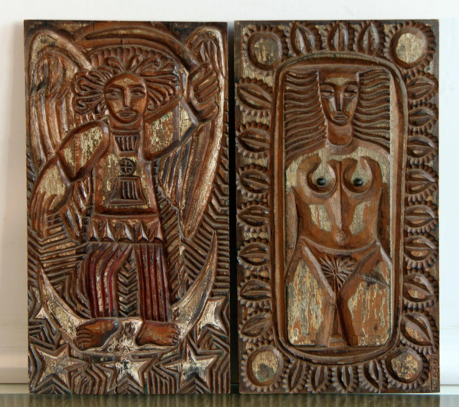 Vintage 1970's Brazilian Expressionist Folk Art Wall Plaques by Tiago Amorim - 10