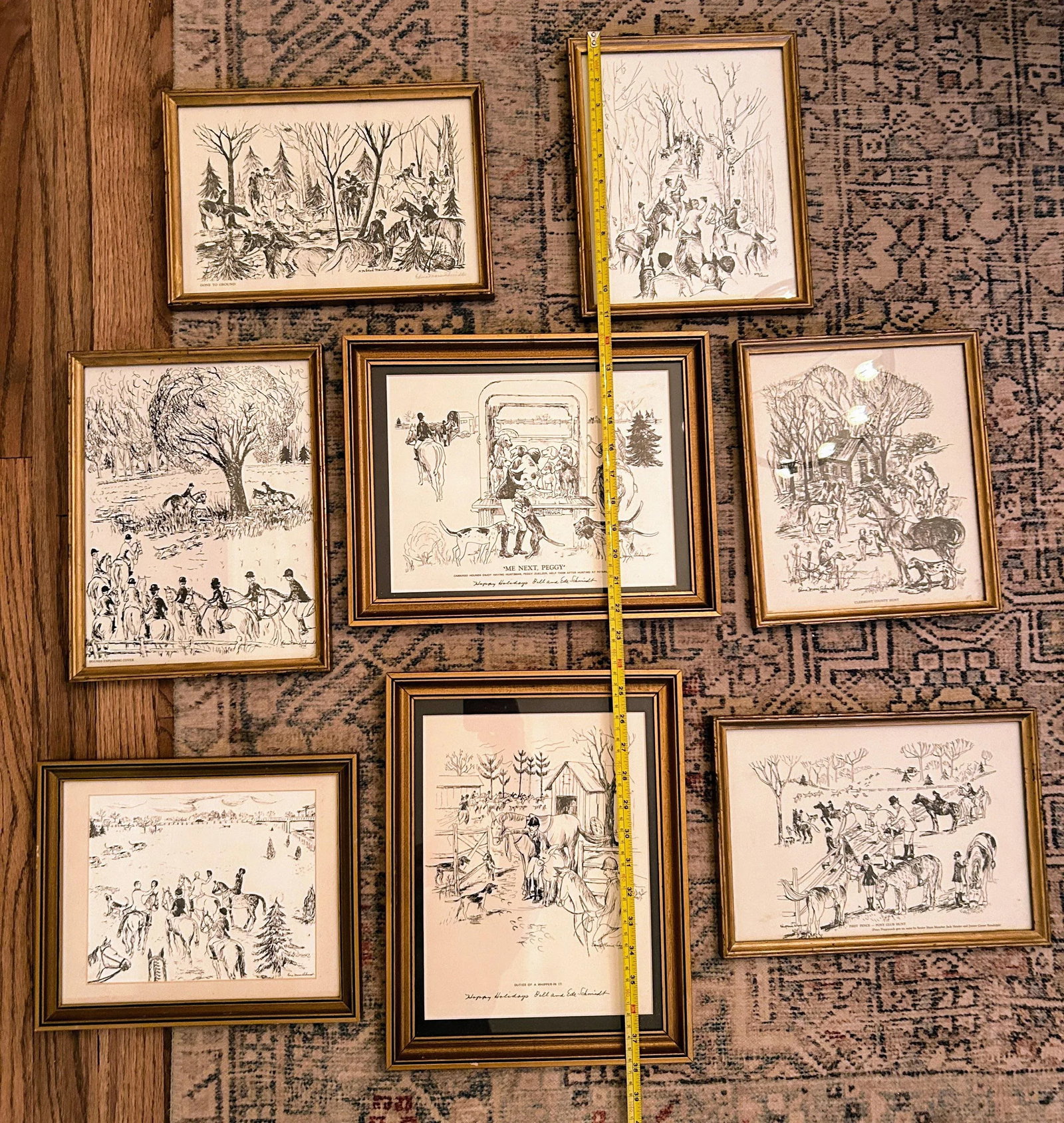 1970s Original Edna Marie Schmidt Equestrian Signed and Framed Prints, Set of Eight - 11