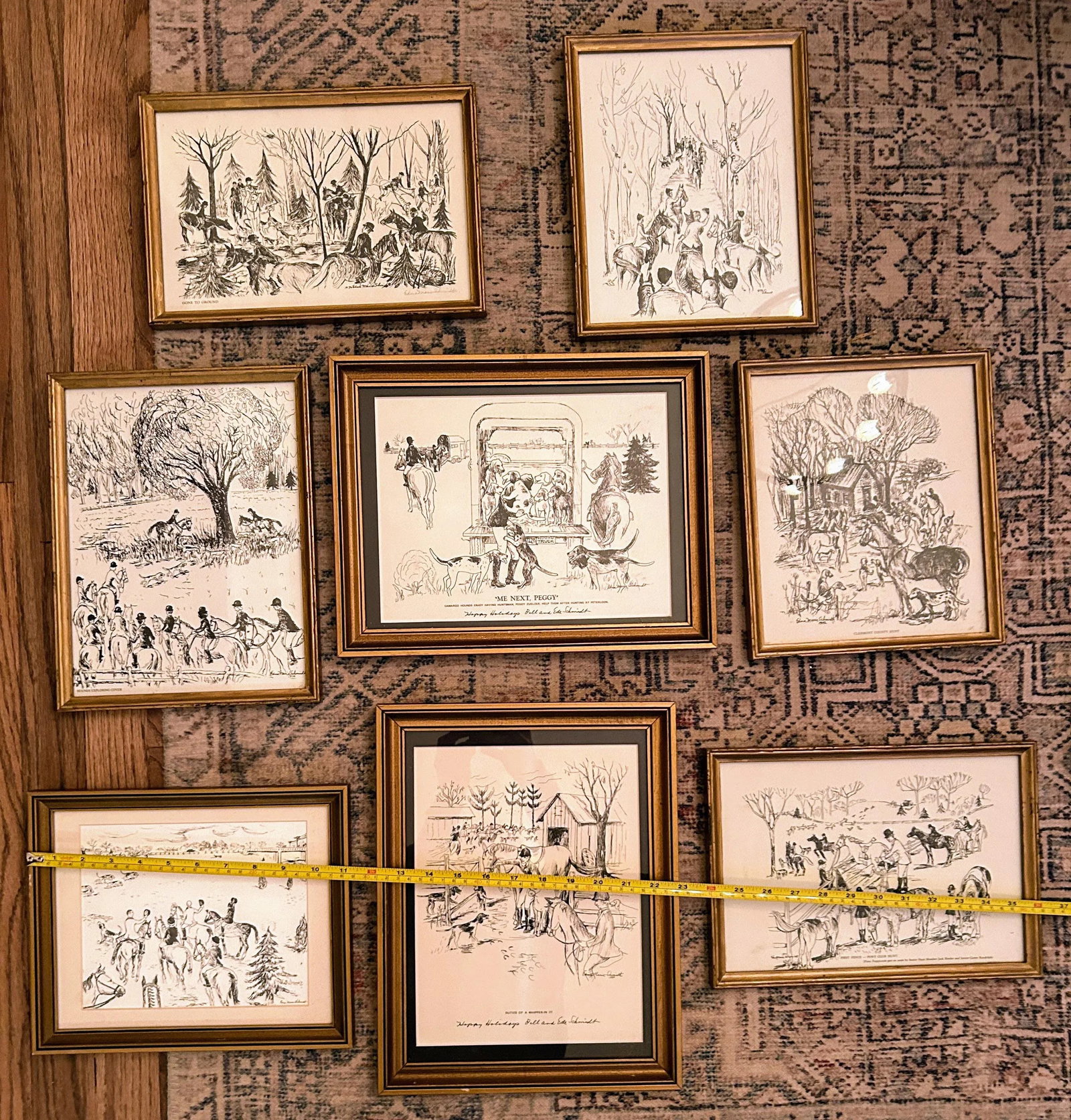 1970s Original Edna Marie Schmidt Equestrian Signed and Framed Prints, Set of Eight - 9