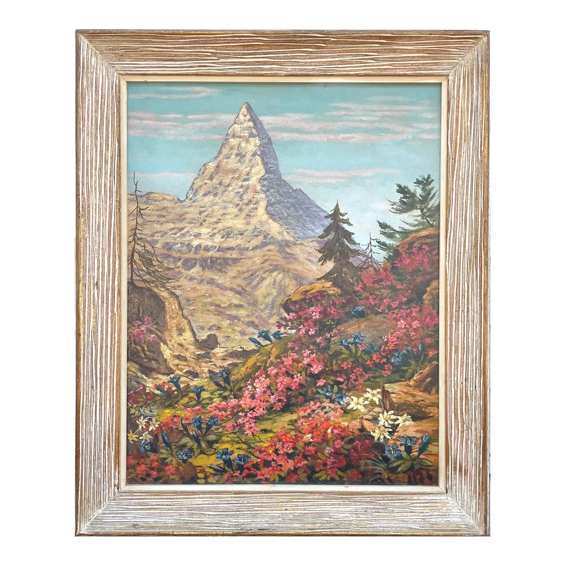 Late 1800s European Alpine Landscape Oil Painting, Signed (1 of 7)