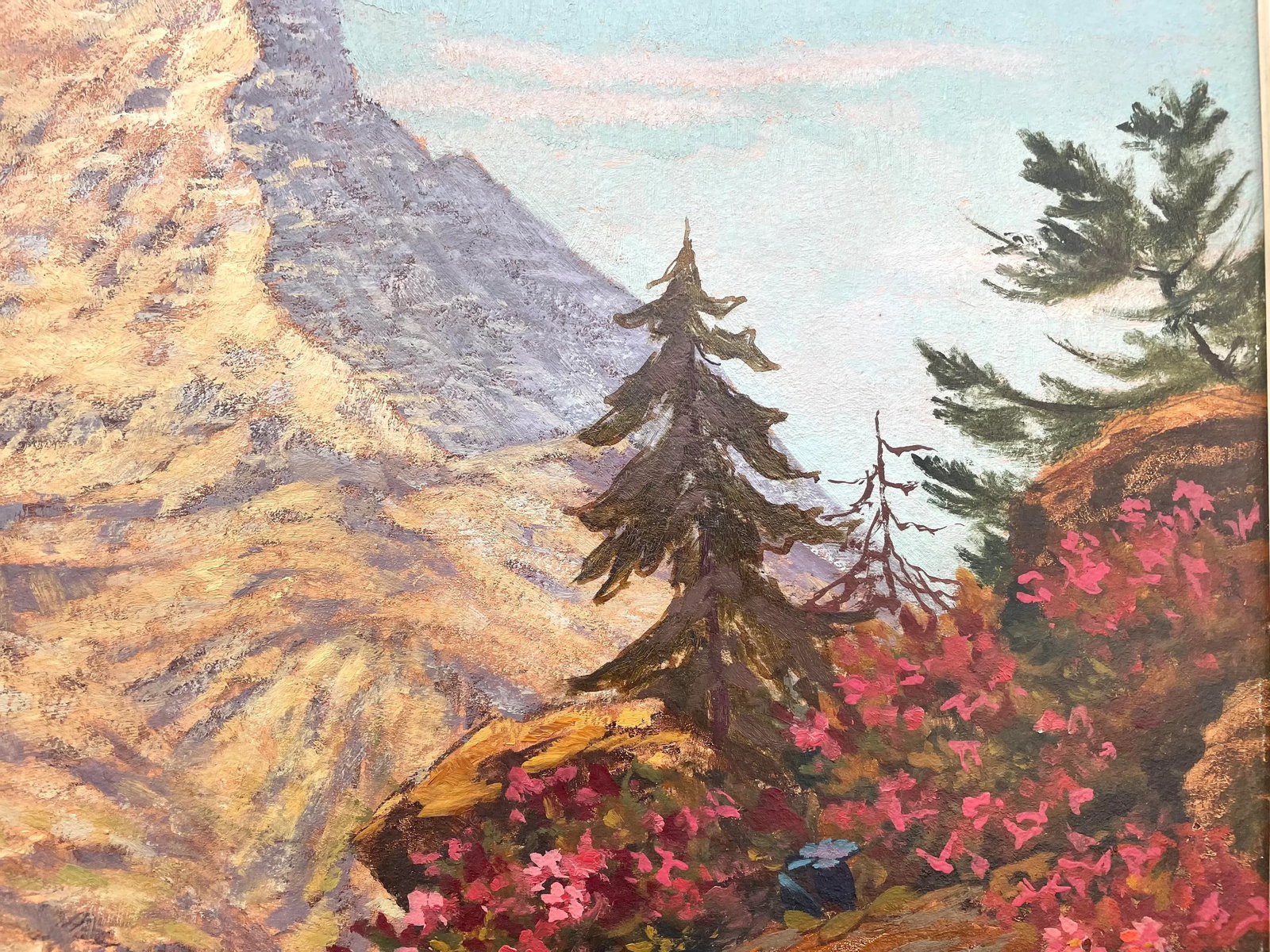 Late 1800s European Alpine Landscape Oil Painting, Signed - 2