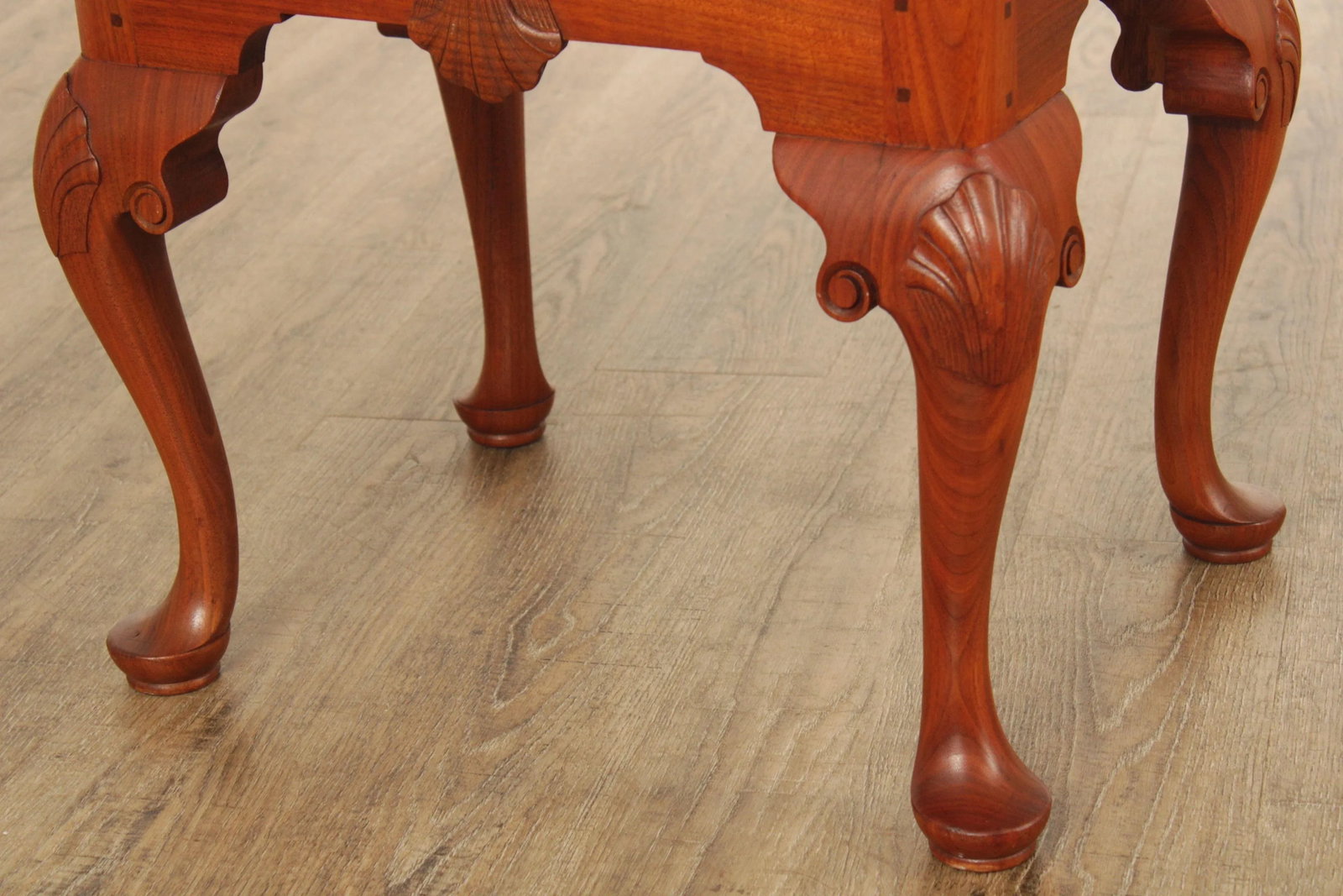 Custom Crafted Queen Anne Style Carved Walnut Stools - A Pair - 10