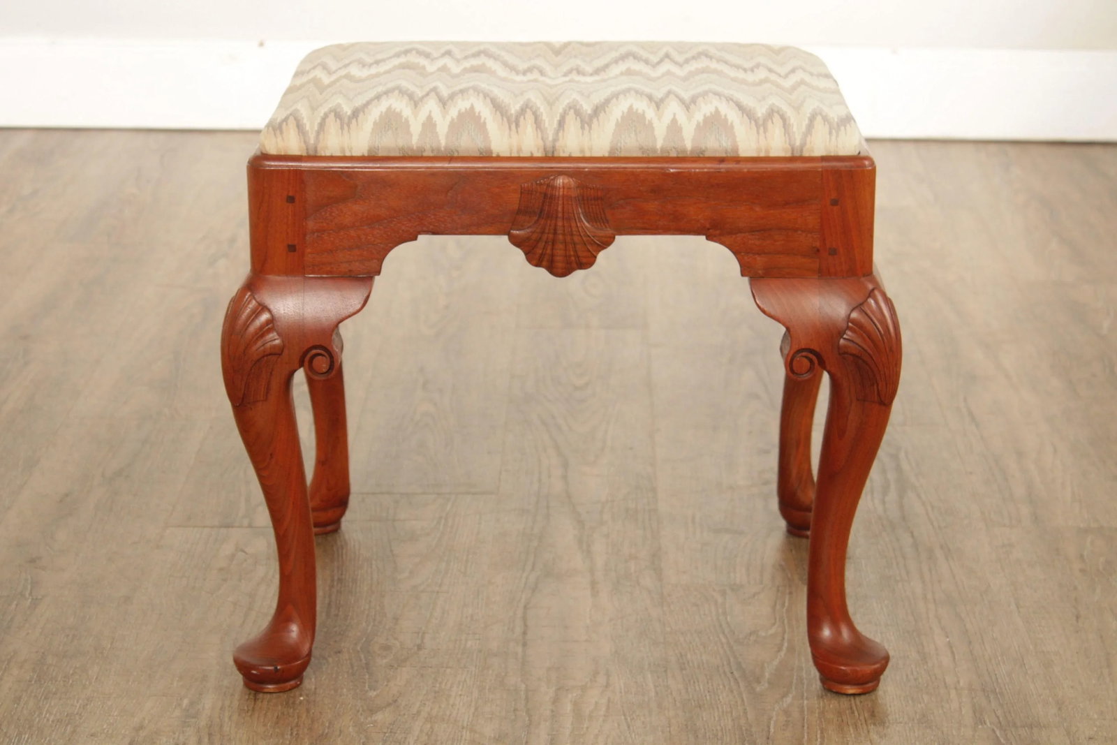 Custom Crafted Queen Anne Style Carved Walnut Stools - A Pair - 3