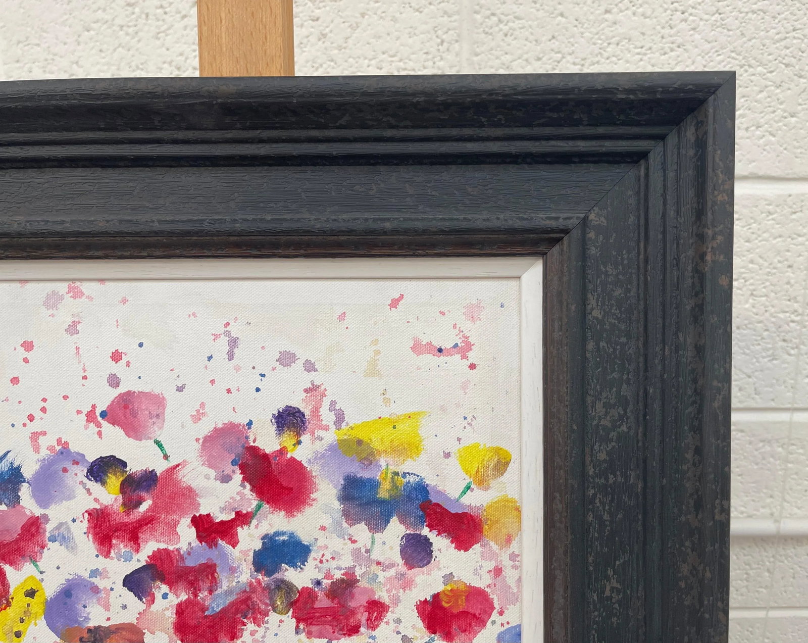 Abstract Red Blue Yellow Flower Design on White by British Contemporary Artist - 8