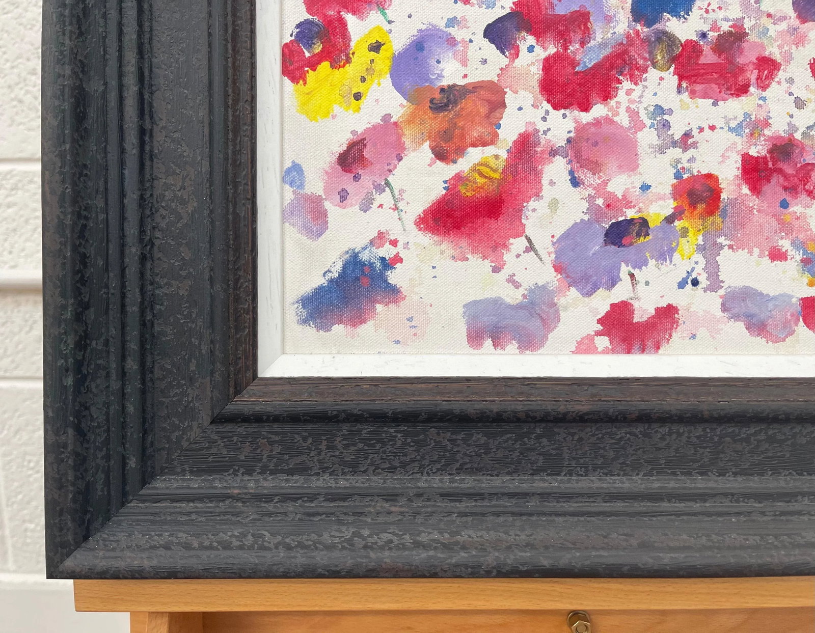 Abstract Red Blue Yellow Flower Design on White by British Contemporary Artist - 9