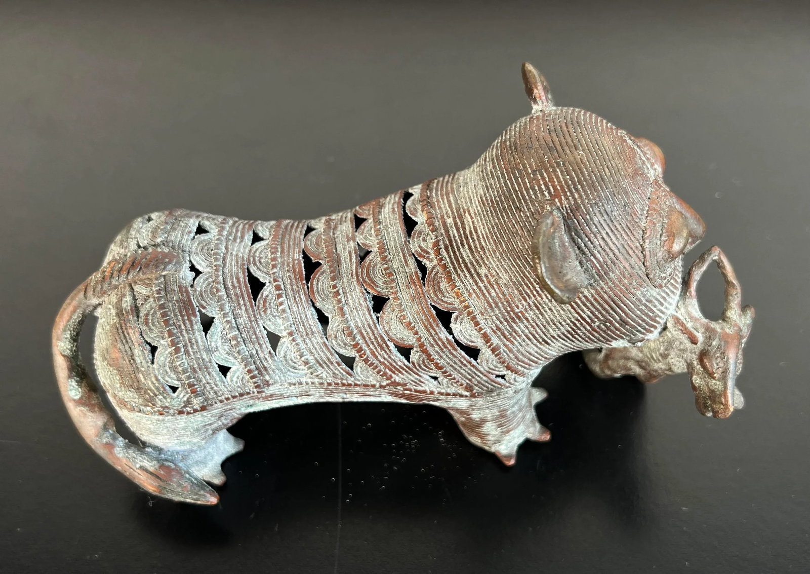 African Bronze of Leopard With Antelope Prey Sculpture - 7