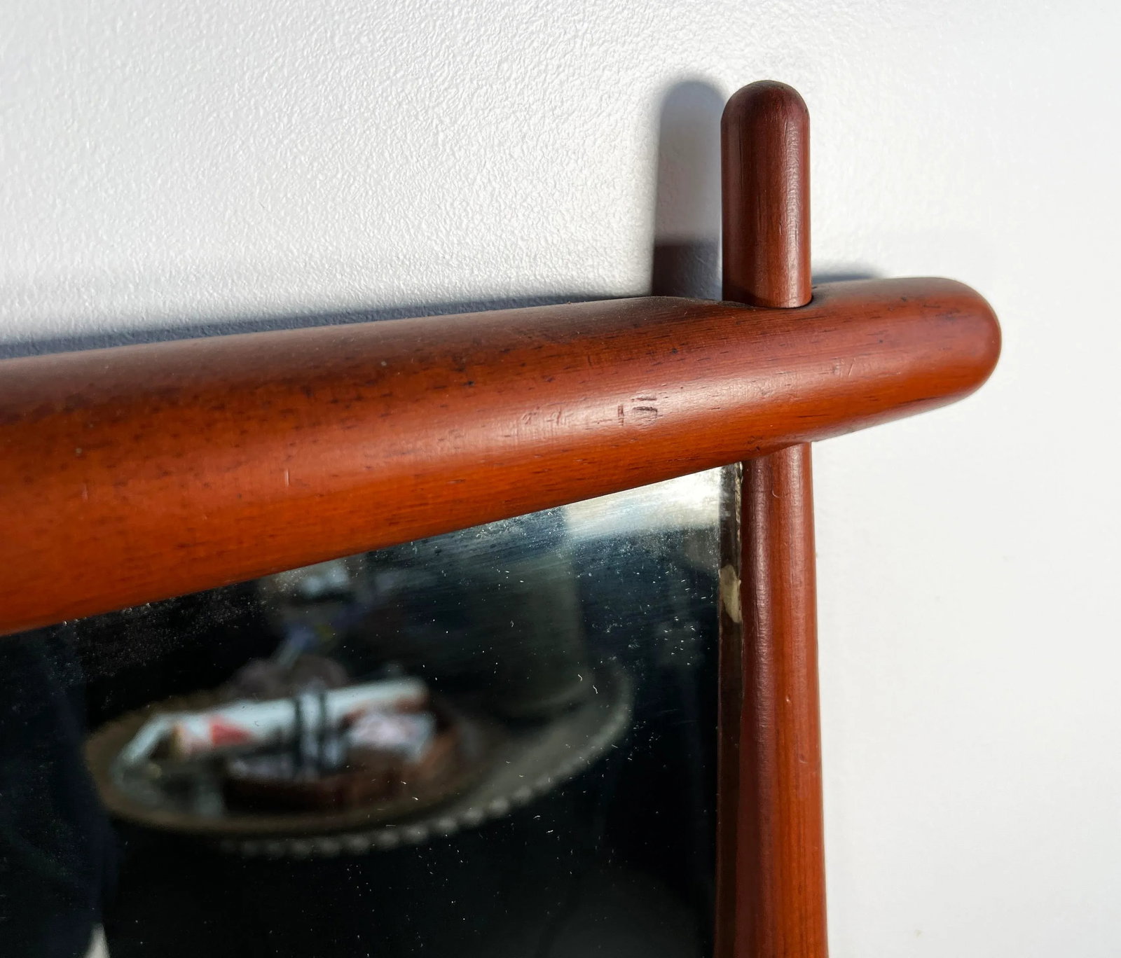 Vintage Mid Century Modern Sculptural Wood Wall Mirror - 3