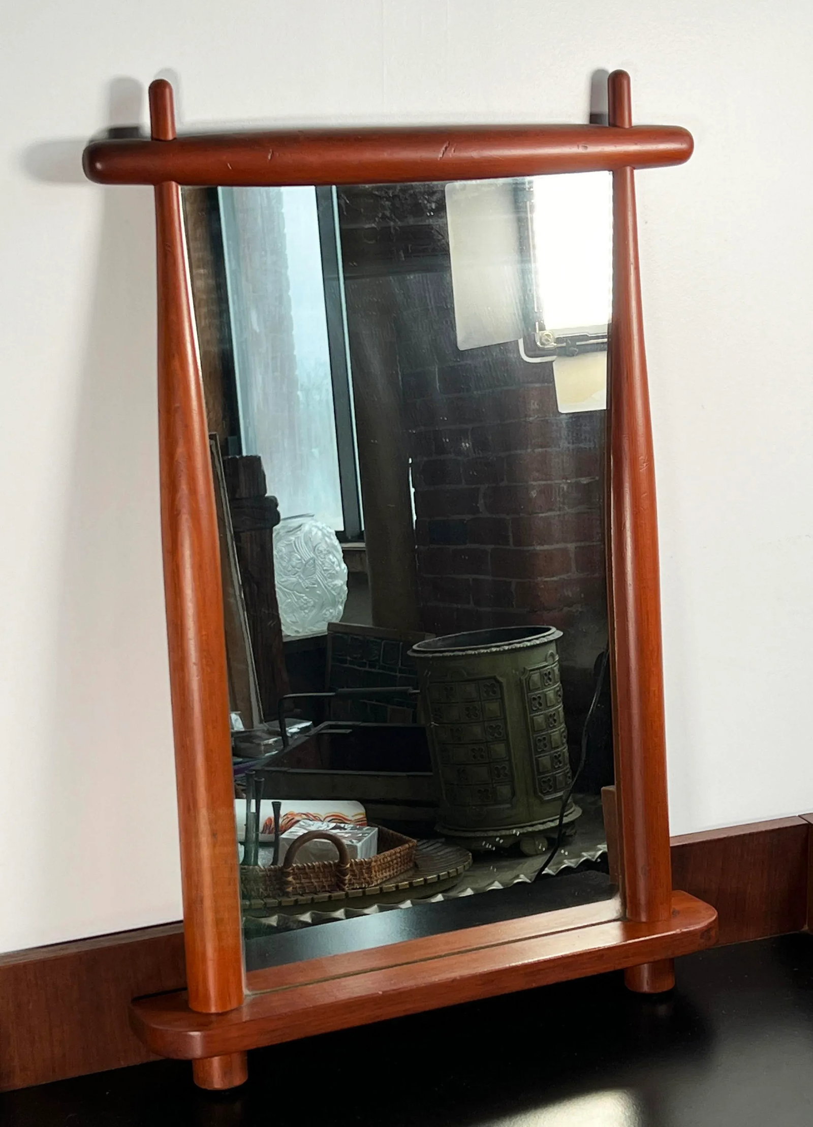 Vintage Mid Century Modern Sculptural Wood Wall Mirror - 5
