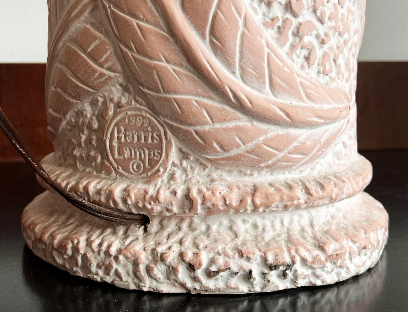 Vintage 1980's Terra Cotta Ceramic Banana Leaf Table Lamps by Harris - a Pair - 10
