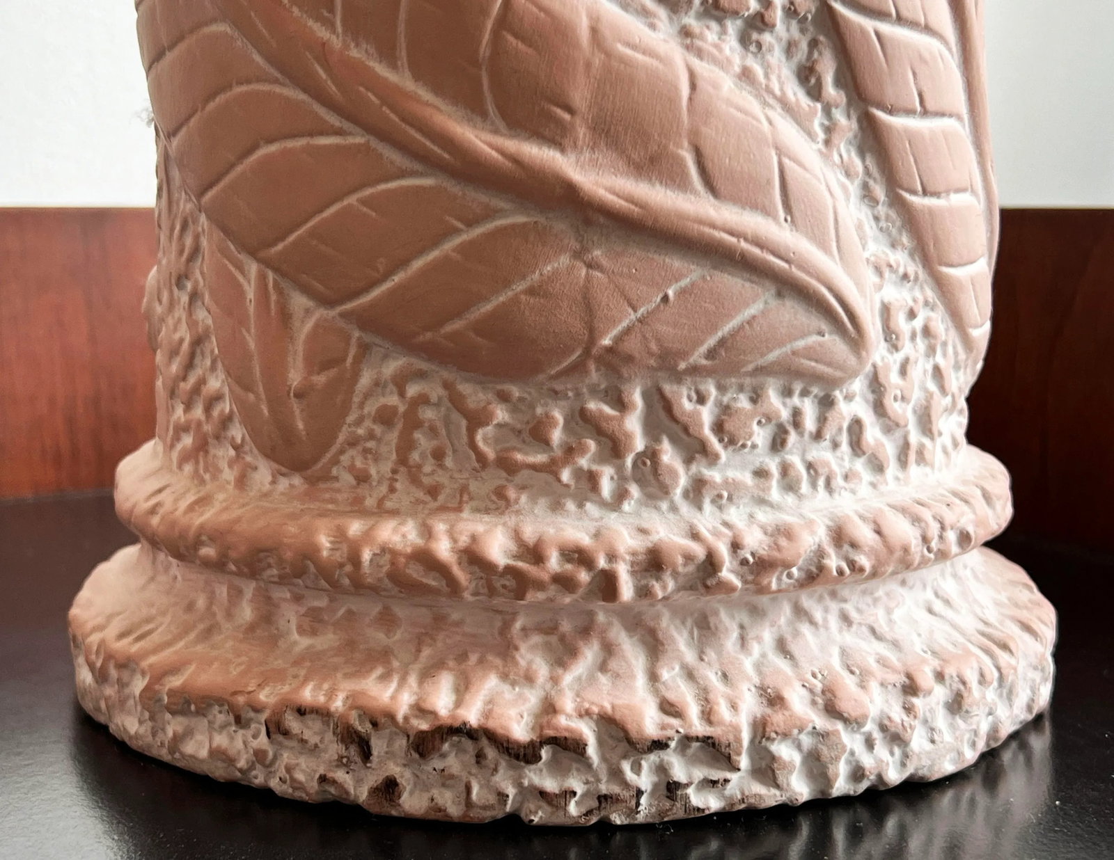 Vintage 1980's Terra Cotta Ceramic Banana Leaf Table Lamps by Harris - a Pair - 12