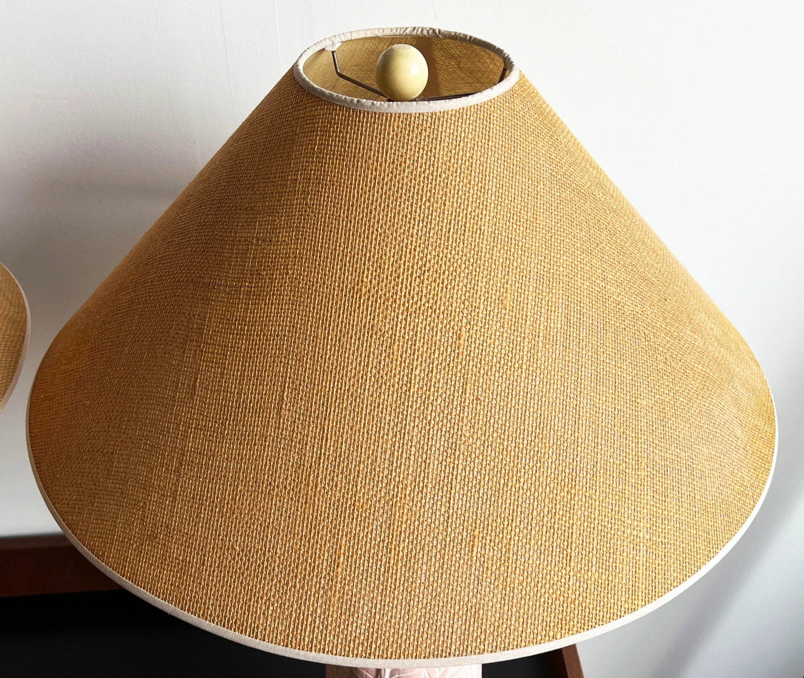 Vintage 1980's Terra Cotta Ceramic Banana Leaf Table Lamps by Harris - a Pair - 8