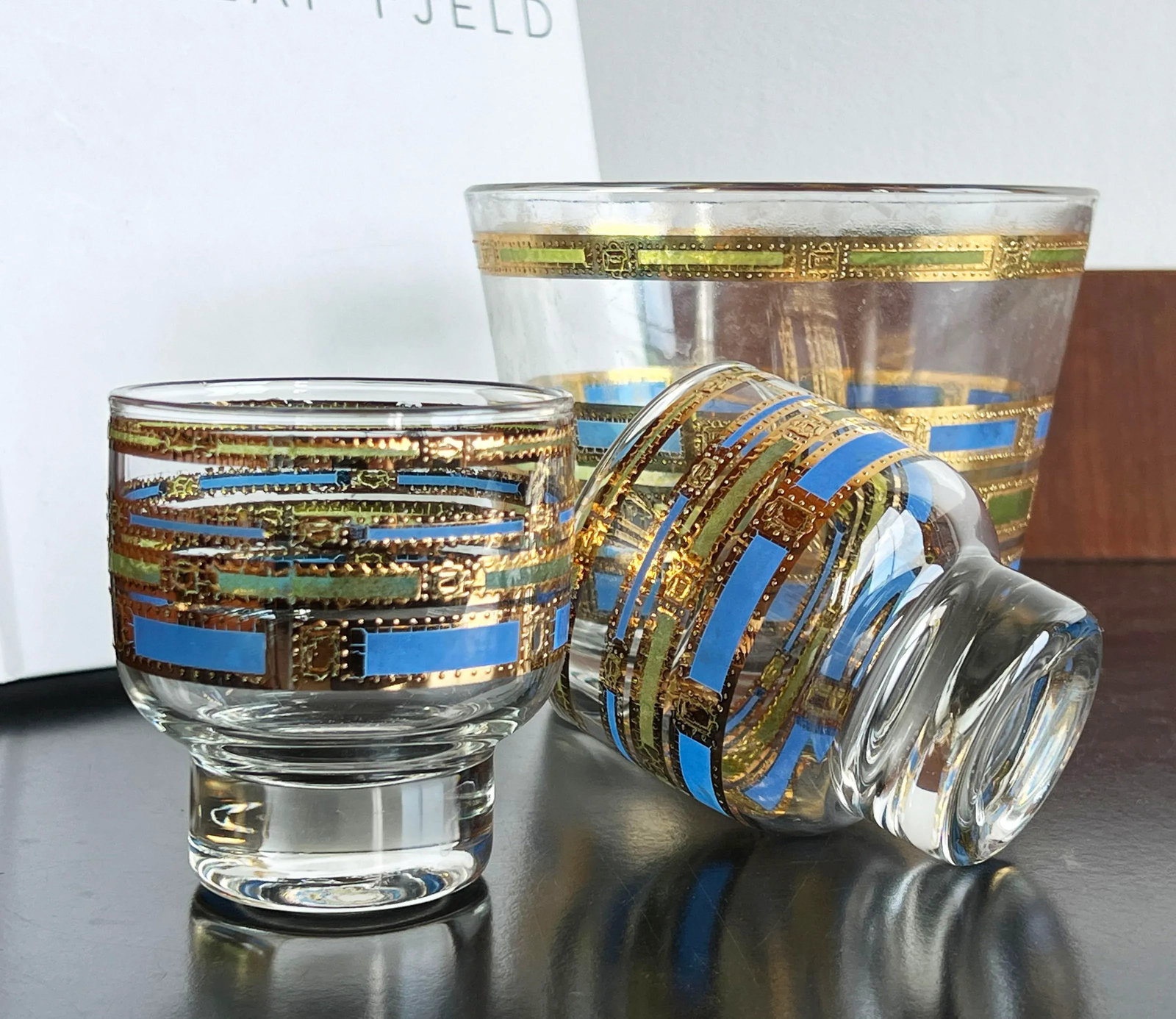 Culver Empress Footed Whiskey Rocks Glasses & Ice Bucket - Set of 3 - 2