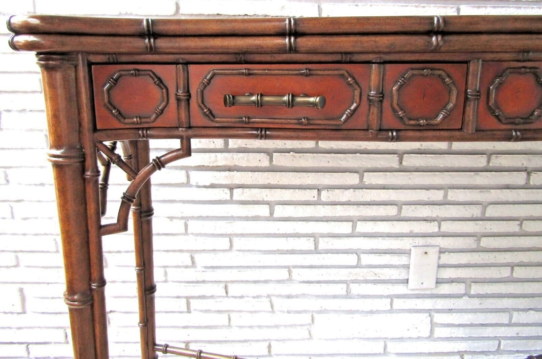 Theodore Alexander Mahogany Edwardian Bamboo Console Table Indochine 5300-138 - 3