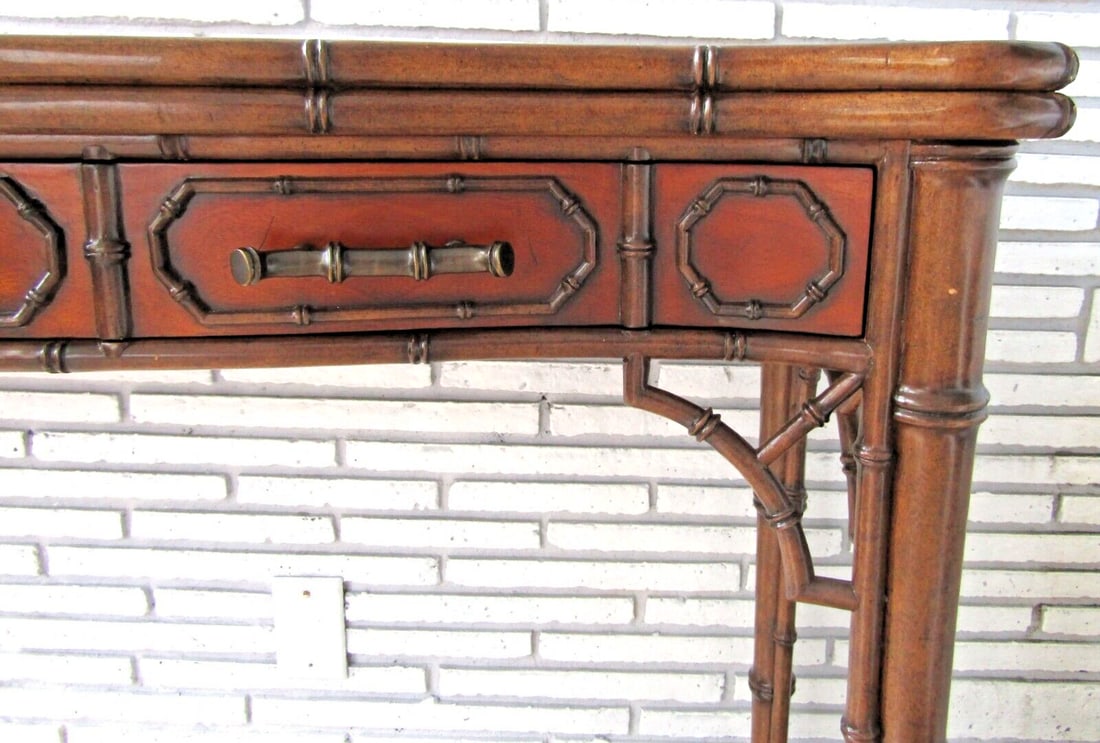 Theodore Alexander Mahogany Edwardian Bamboo Console Table Indochine 5300-138 - 5