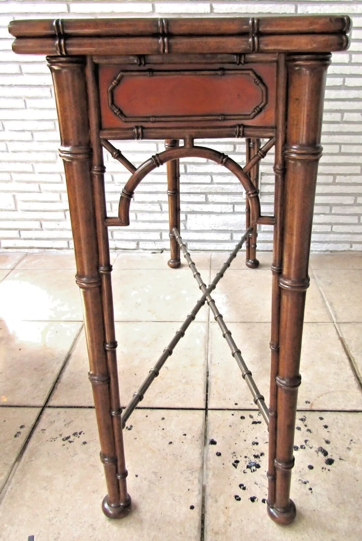 Theodore Alexander Mahogany Edwardian Bamboo Console Table Indochine 5300-138 - 8