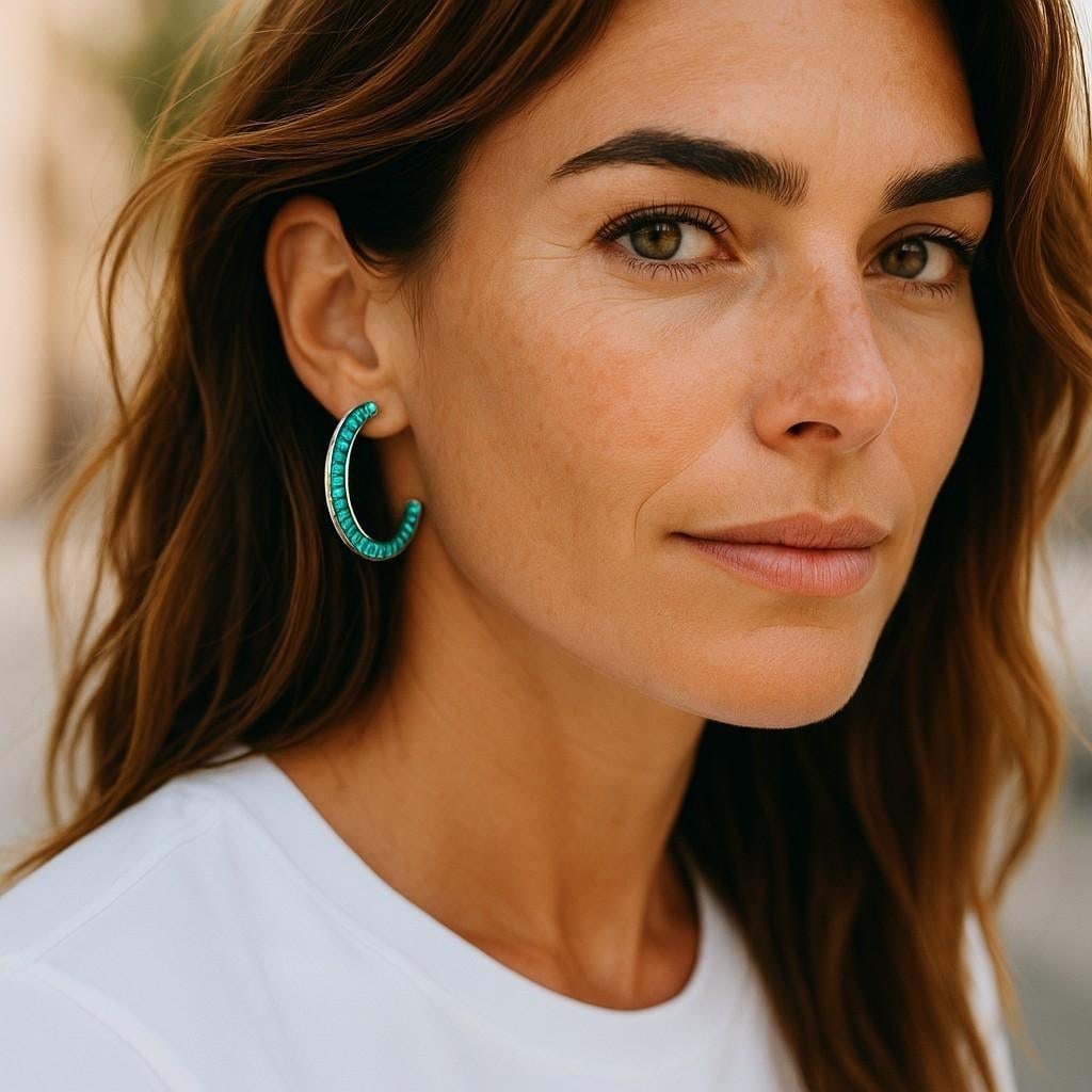 14 Karat Yellow Gold Front Facing Half Moon Baguette Emerald 7.20 Carat Earrings - 2 Pieces - 5