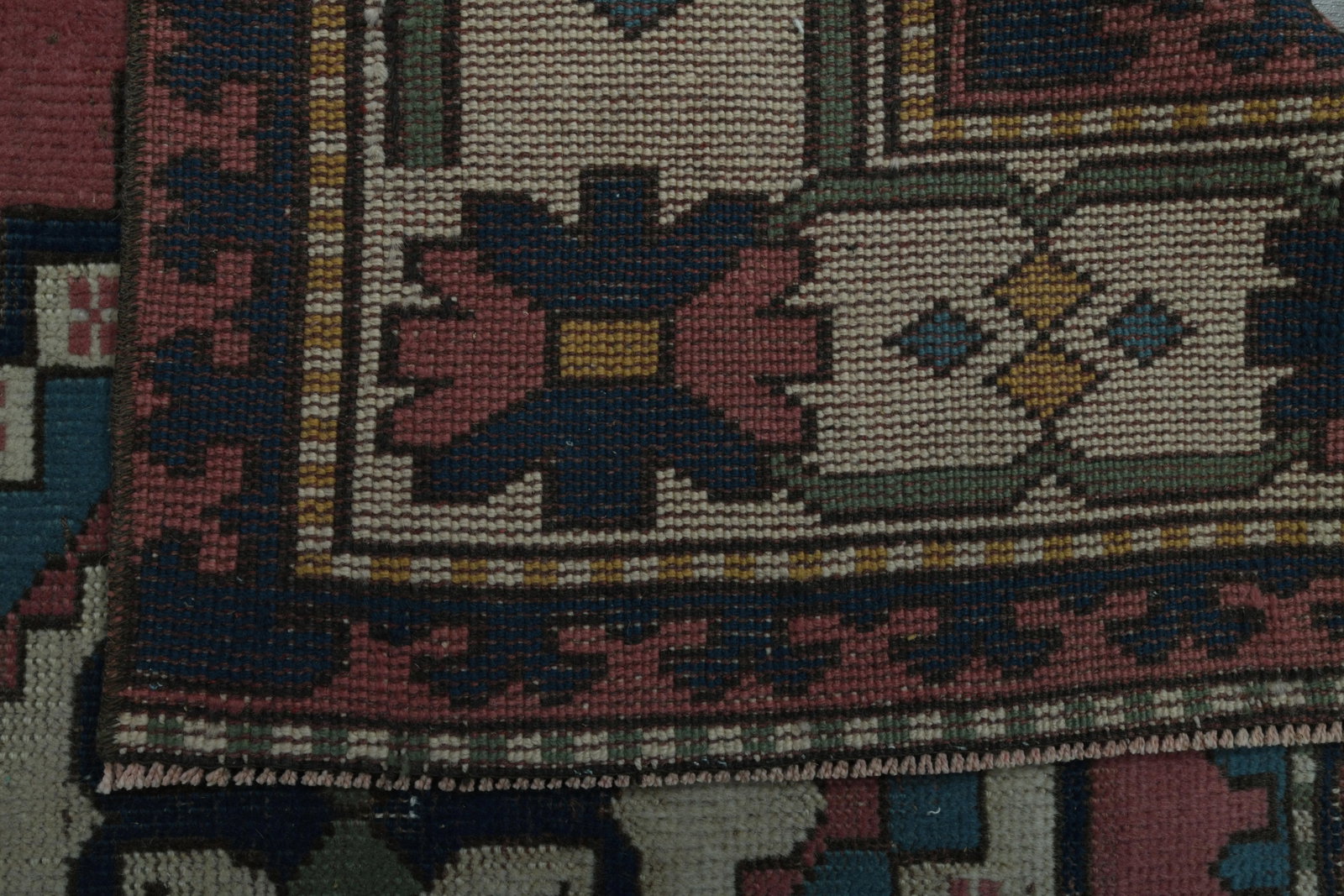 1970s Vintage Turkish Handmade Wool & Cotton Pink Area Rug - 4
