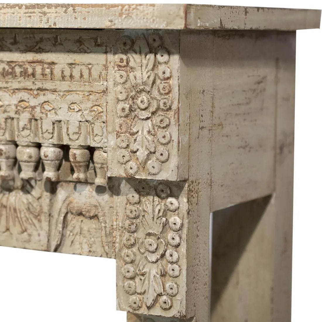 1990s Transitional Modern Hand Carved Solid Wood Console Table - 5