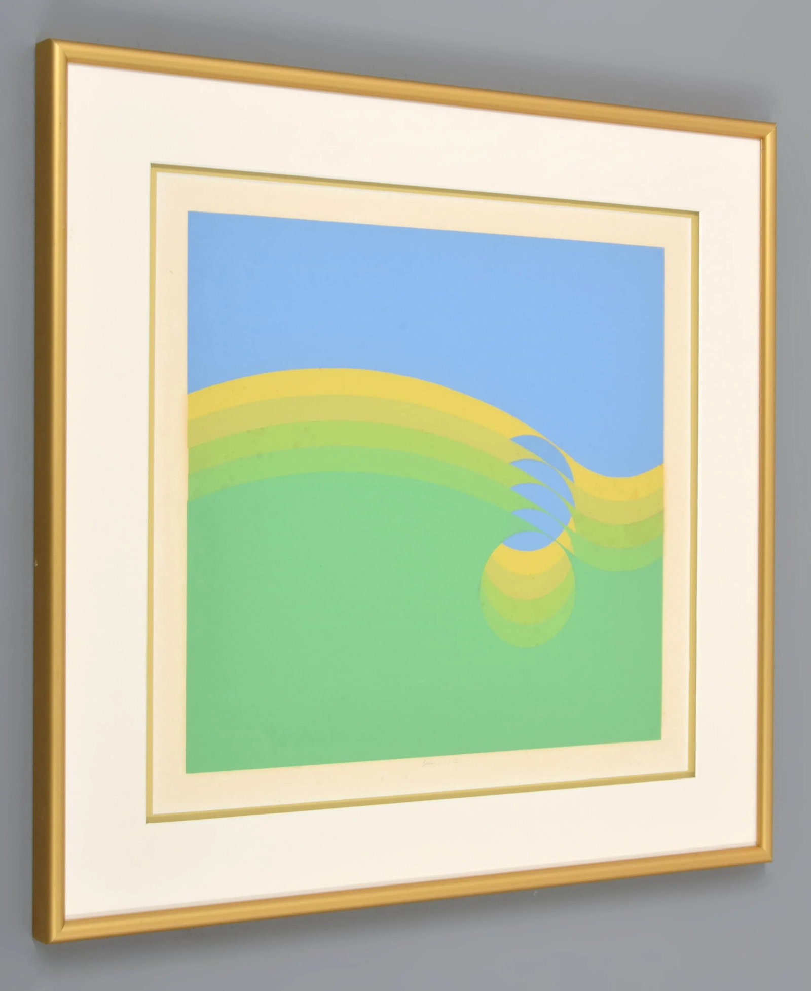 1960s Original Signed Robert Bidner Abstract Print, Framed - 2