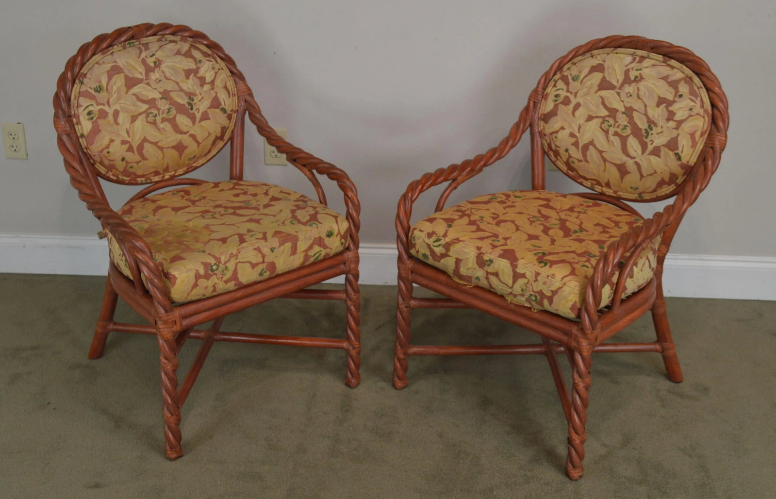 McGuire of San Francisco Painted Twist Rattan Armchairs - a Pair - 2
