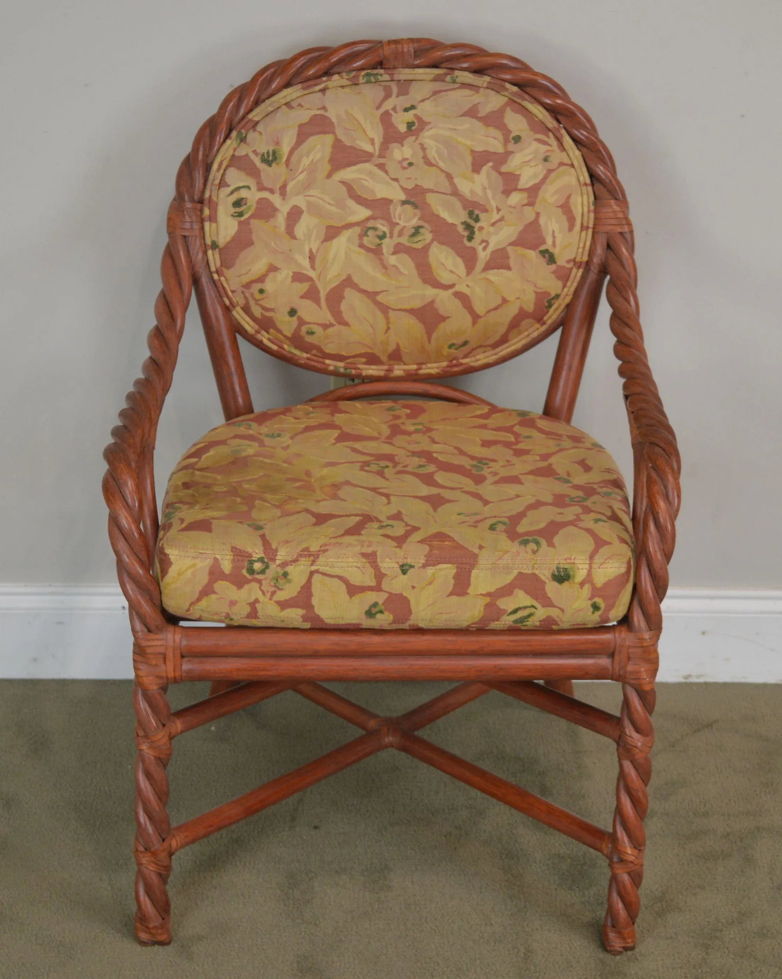 McGuire of San Francisco Painted Twist Rattan Armchairs - a Pair - 4