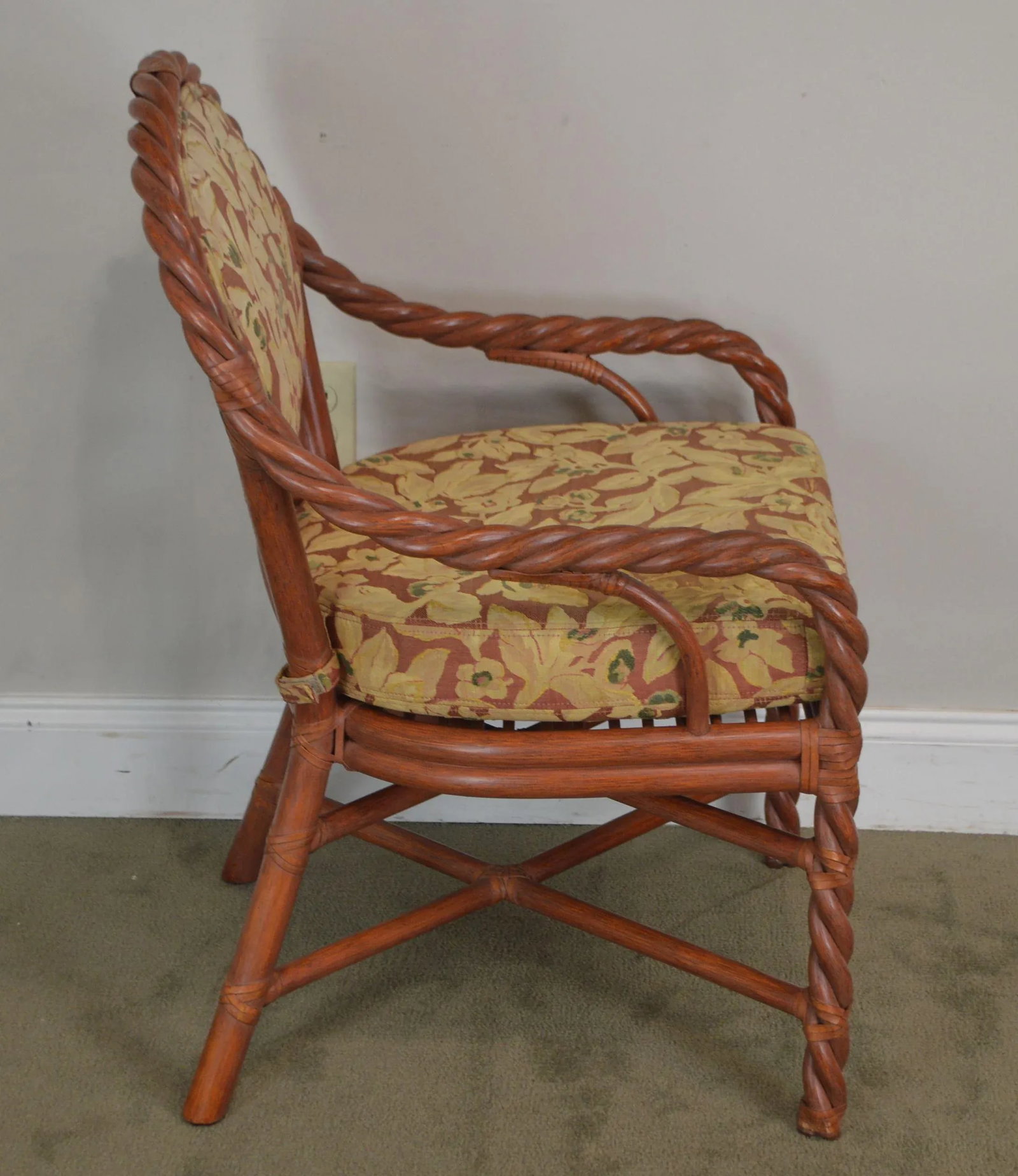 McGuire of San Francisco Painted Twist Rattan Armchairs - a Pair - 5