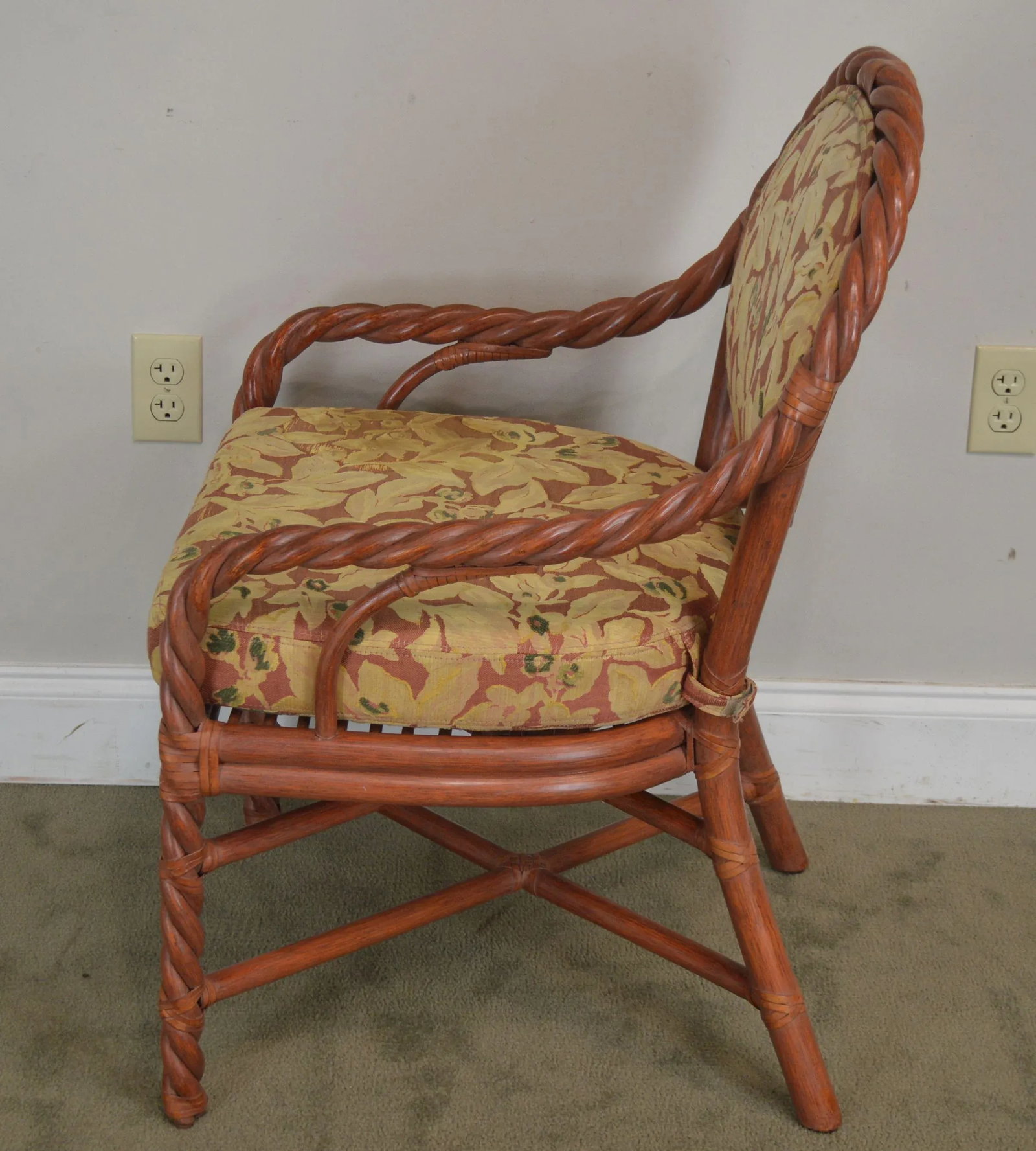 McGuire of San Francisco Painted Twist Rattan Armchairs - a Pair - 7