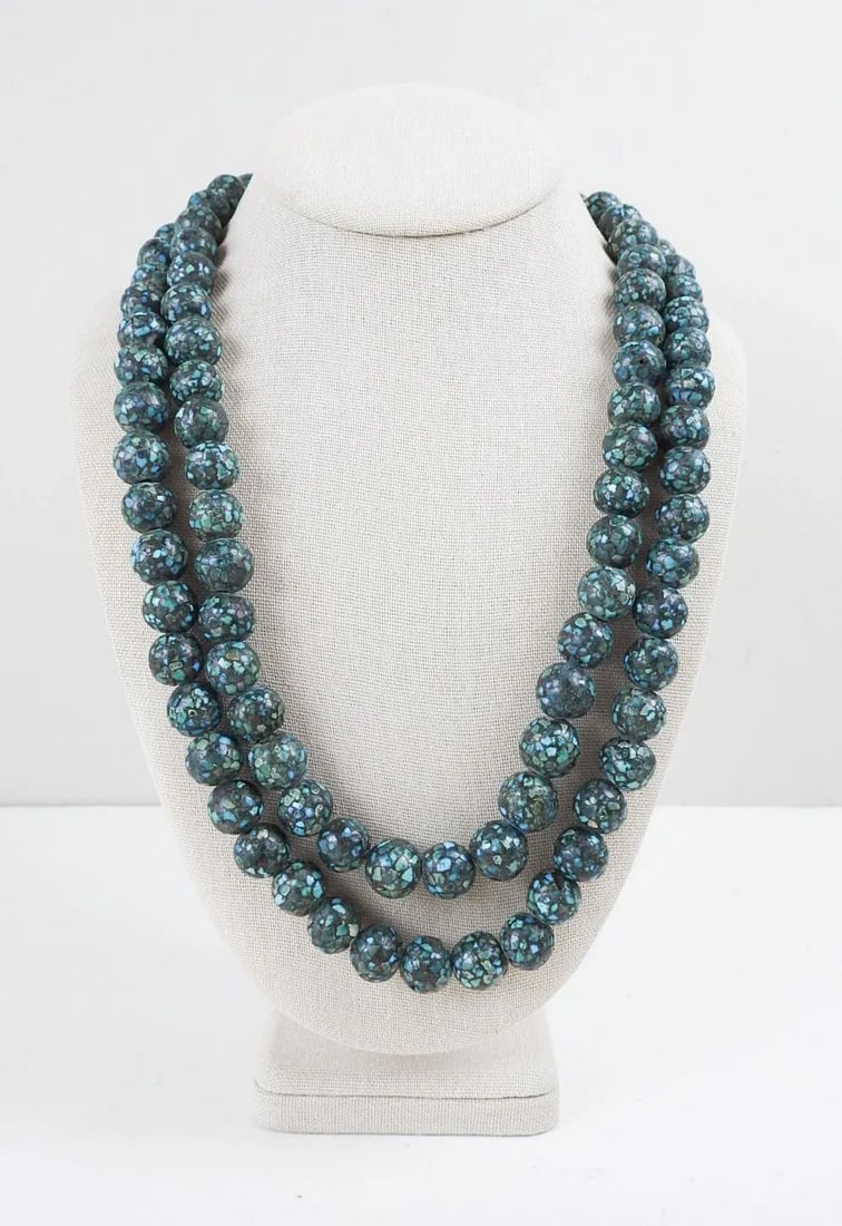 Vintage Mosaic Turquoise Beaded Necklace - 2