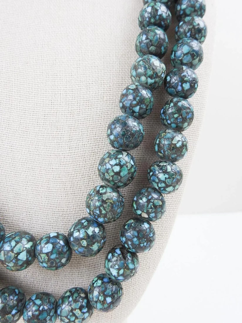 Vintage Mosaic Turquoise Beaded Necklace - 4