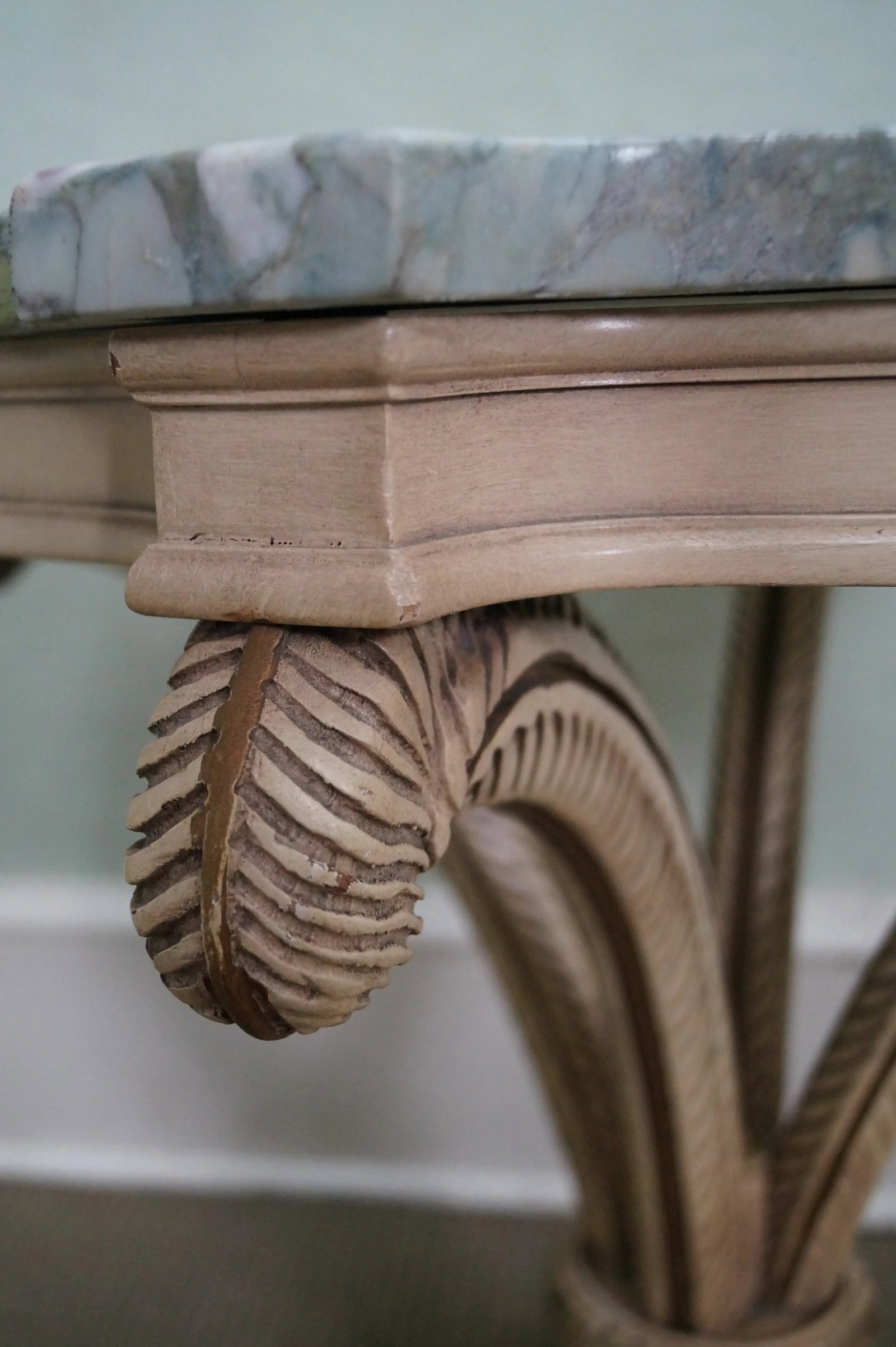 Grosfeld House Painted Wood Marble Top Side Tables - 5