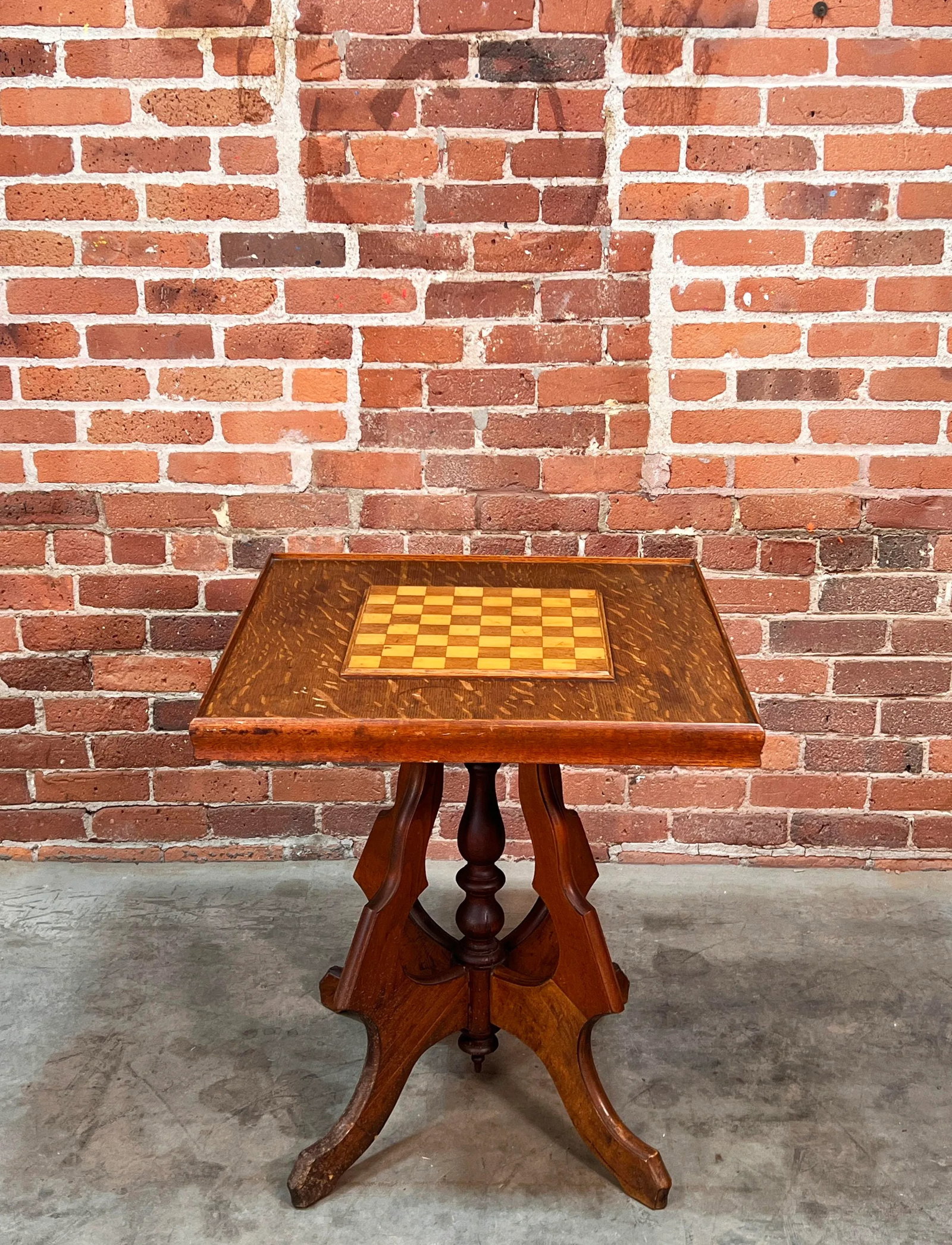 Antique Hand Made Oak Chess / Games Table - 2