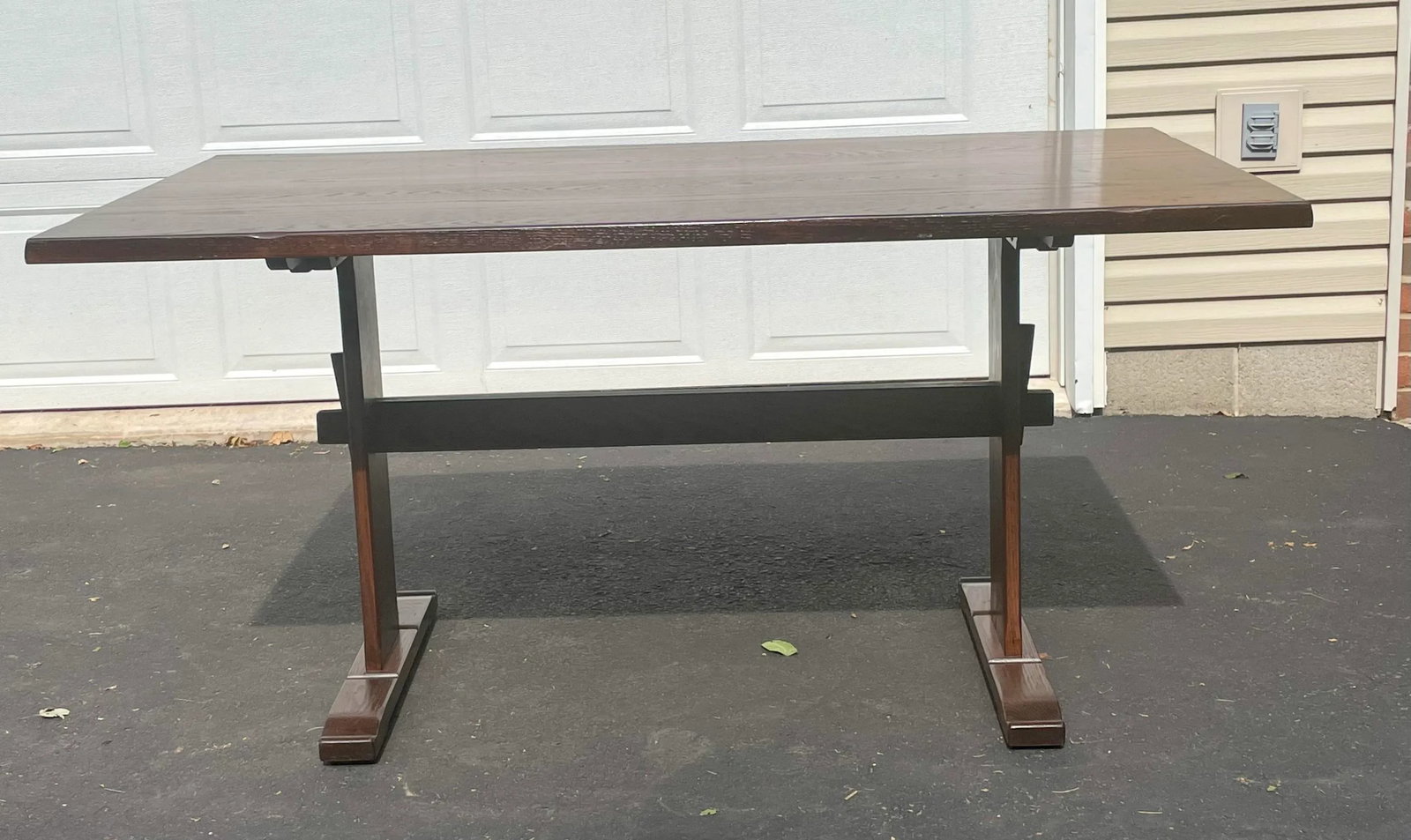 L. Hitchcock Oak Trestle Table - 12