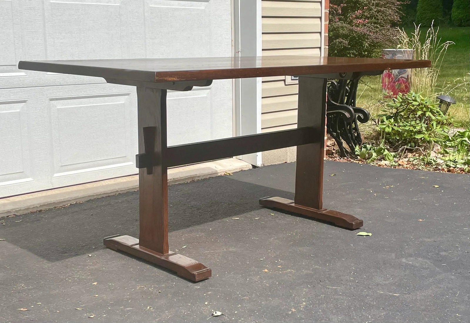 L. Hitchcock Oak Trestle Table - 2