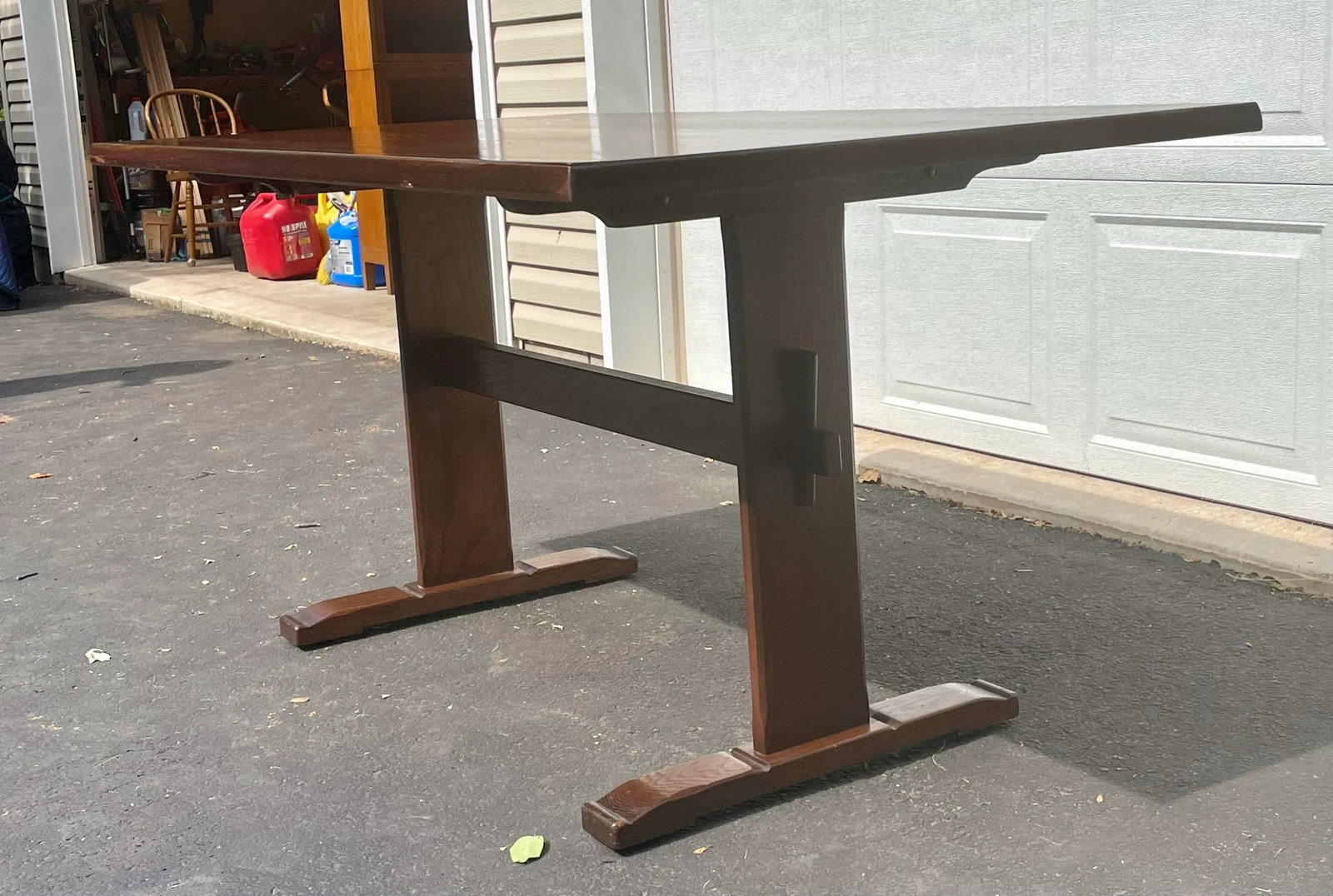 L. Hitchcock Oak Trestle Table - 3