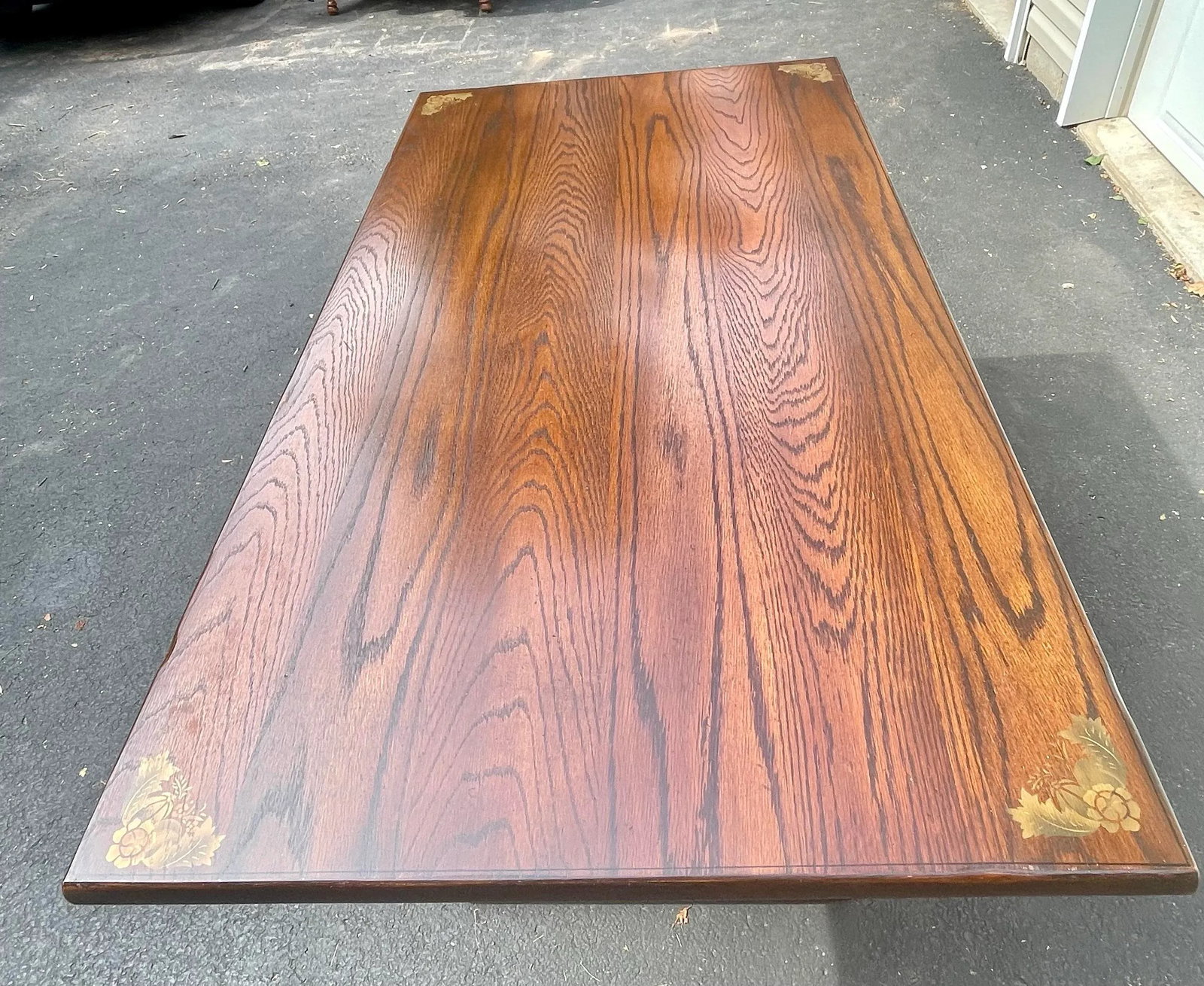 L. Hitchcock Oak Trestle Table - 4