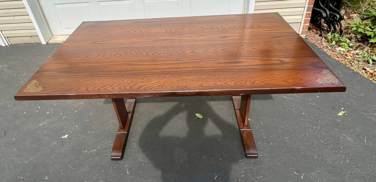 L. Hitchcock Oak Trestle Table - 5
