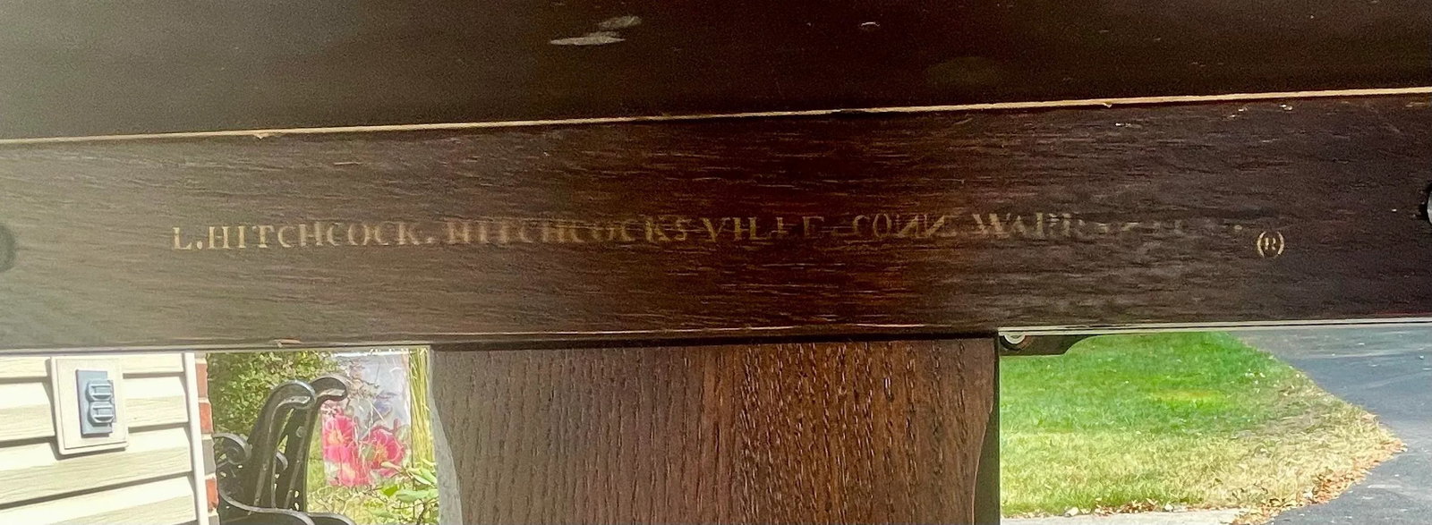 L. Hitchcock Oak Trestle Table - 7