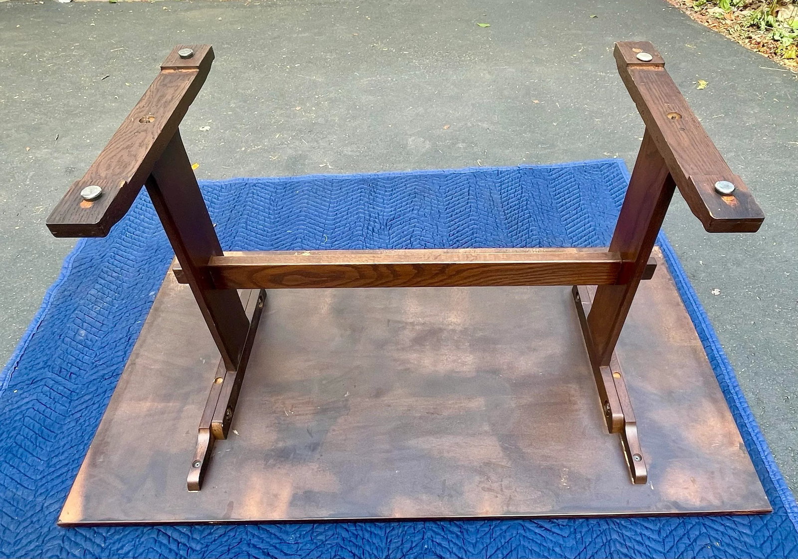 L. Hitchcock Oak Trestle Table - 8