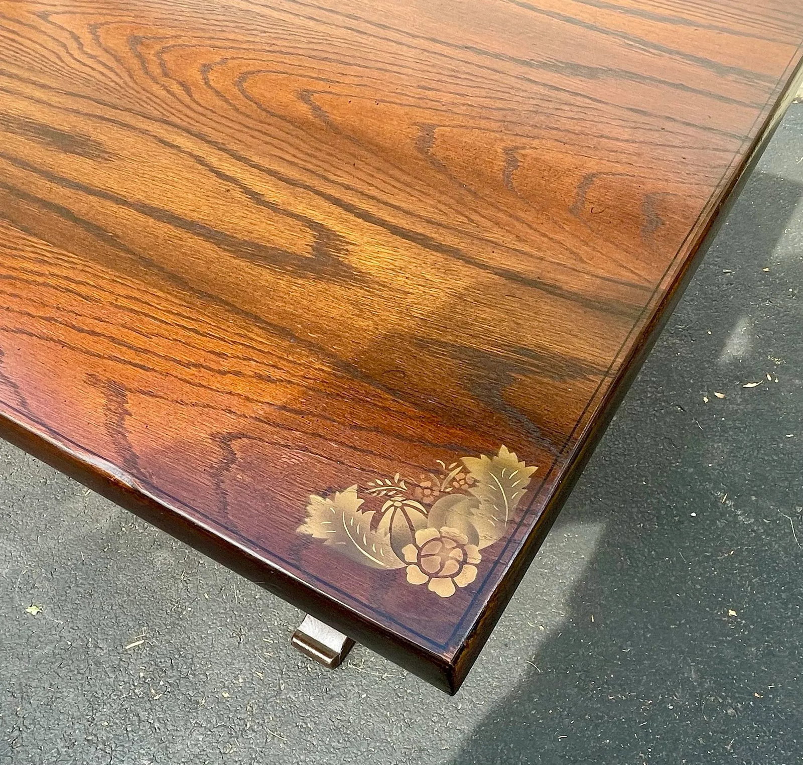 L. Hitchcock Oak Trestle Table - 9