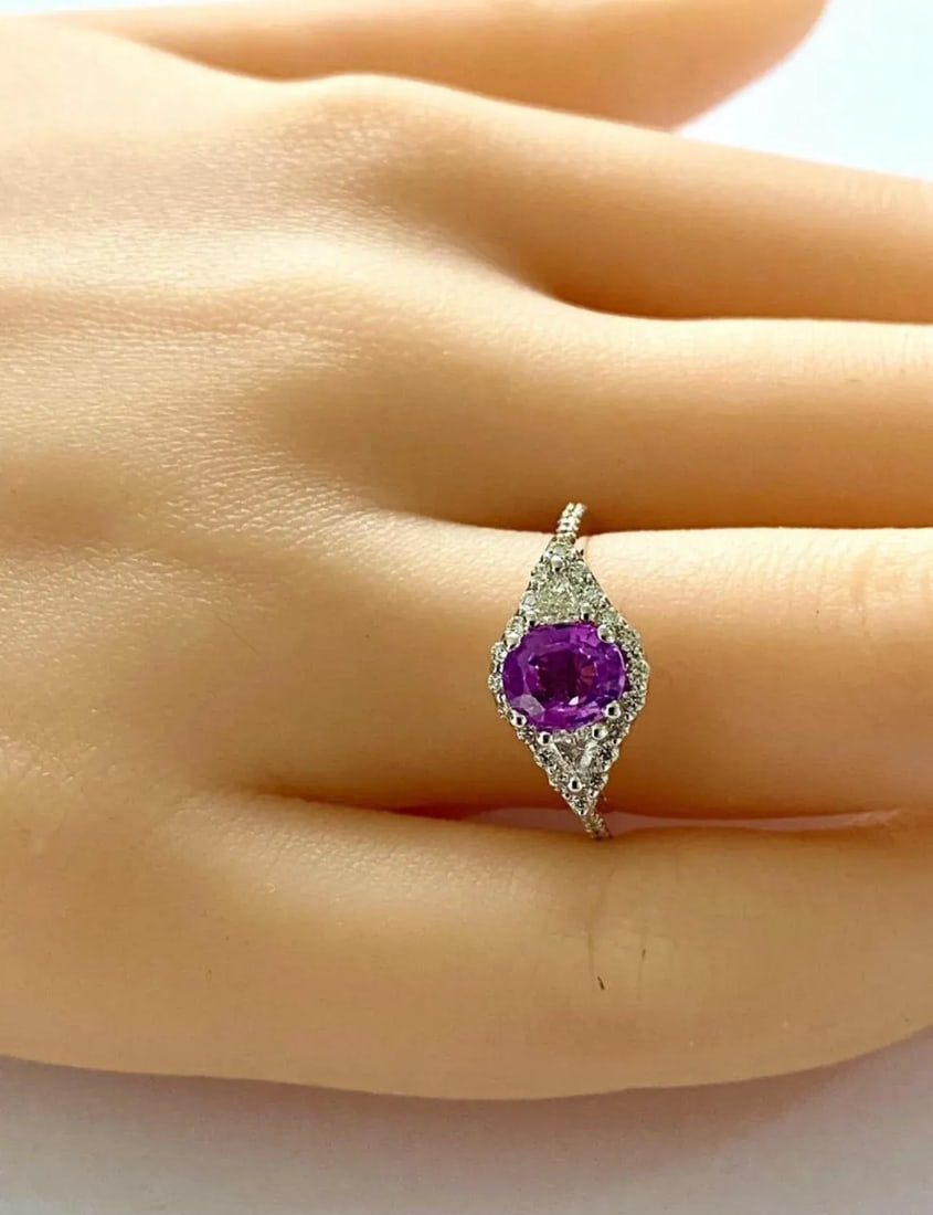 Gia Certified No Heat Ceylon Pink Sapphire Diamond 18 Karat Gold Cocktail Ring Size 6.25 - 2