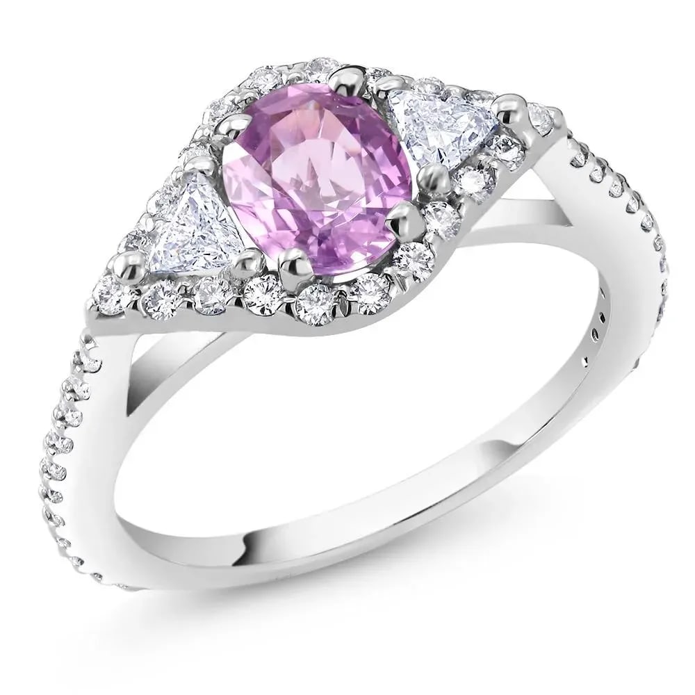 Gia Certified No Heat Ceylon Pink Sapphire Diamond 18 Karat Gold Cocktail Ring Size 6.25 - 3