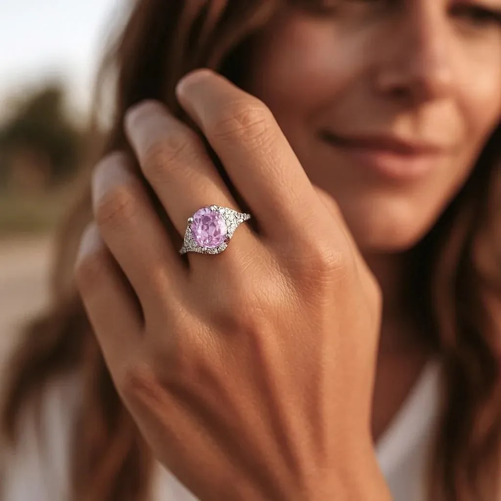 Gia Certified No Heat Ceylon Pink Sapphire Diamond 18 Karat Gold Cocktail Ring Size 6.25 - 6