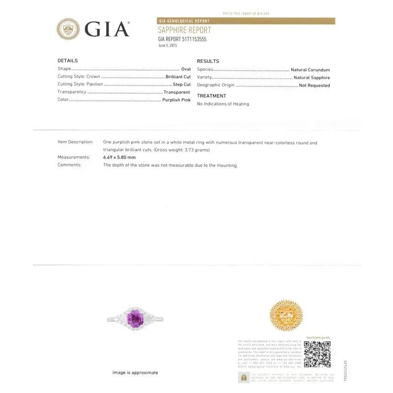 Gia Certified No Heat Ceylon Pink Sapphire Diamond 18 Karat Gold Cocktail Ring Size 6.25 - 7