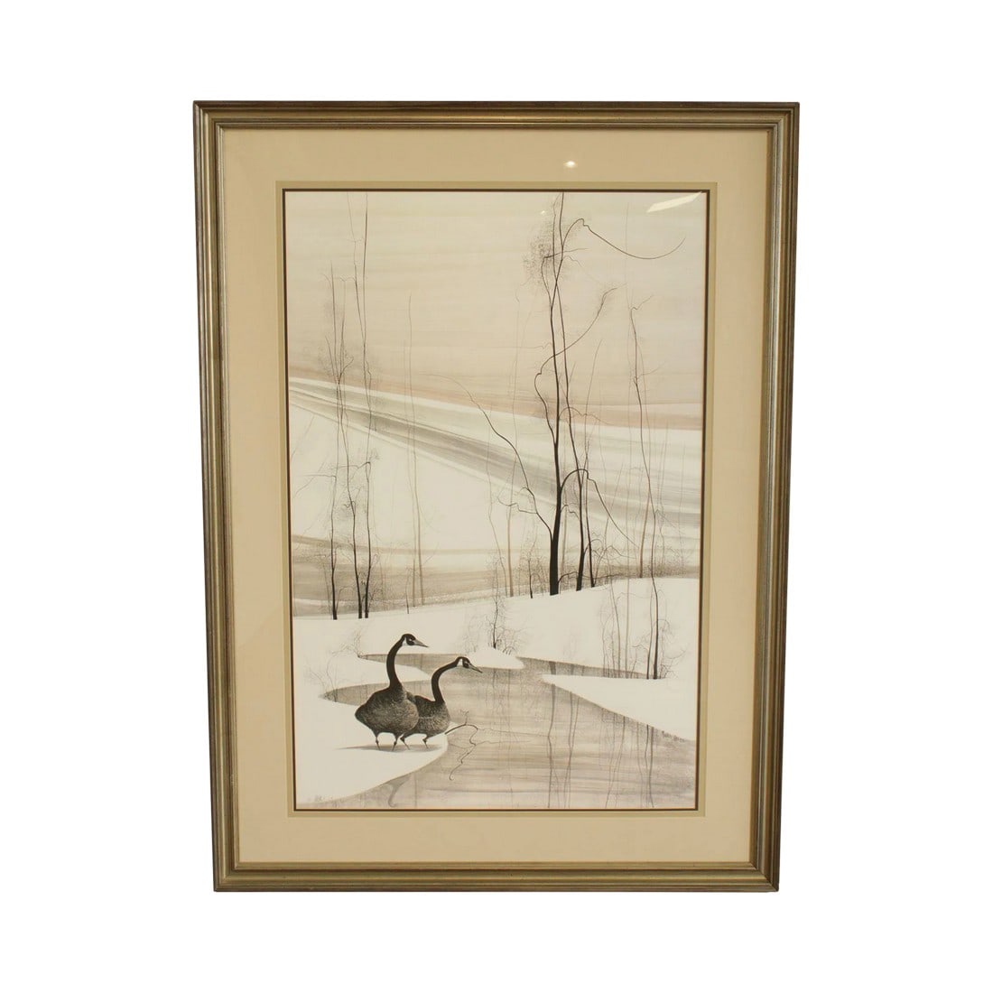 P. Buckley Moss Large Frame Signed Lithograph Winter Scene with Geese (1 of 13)
